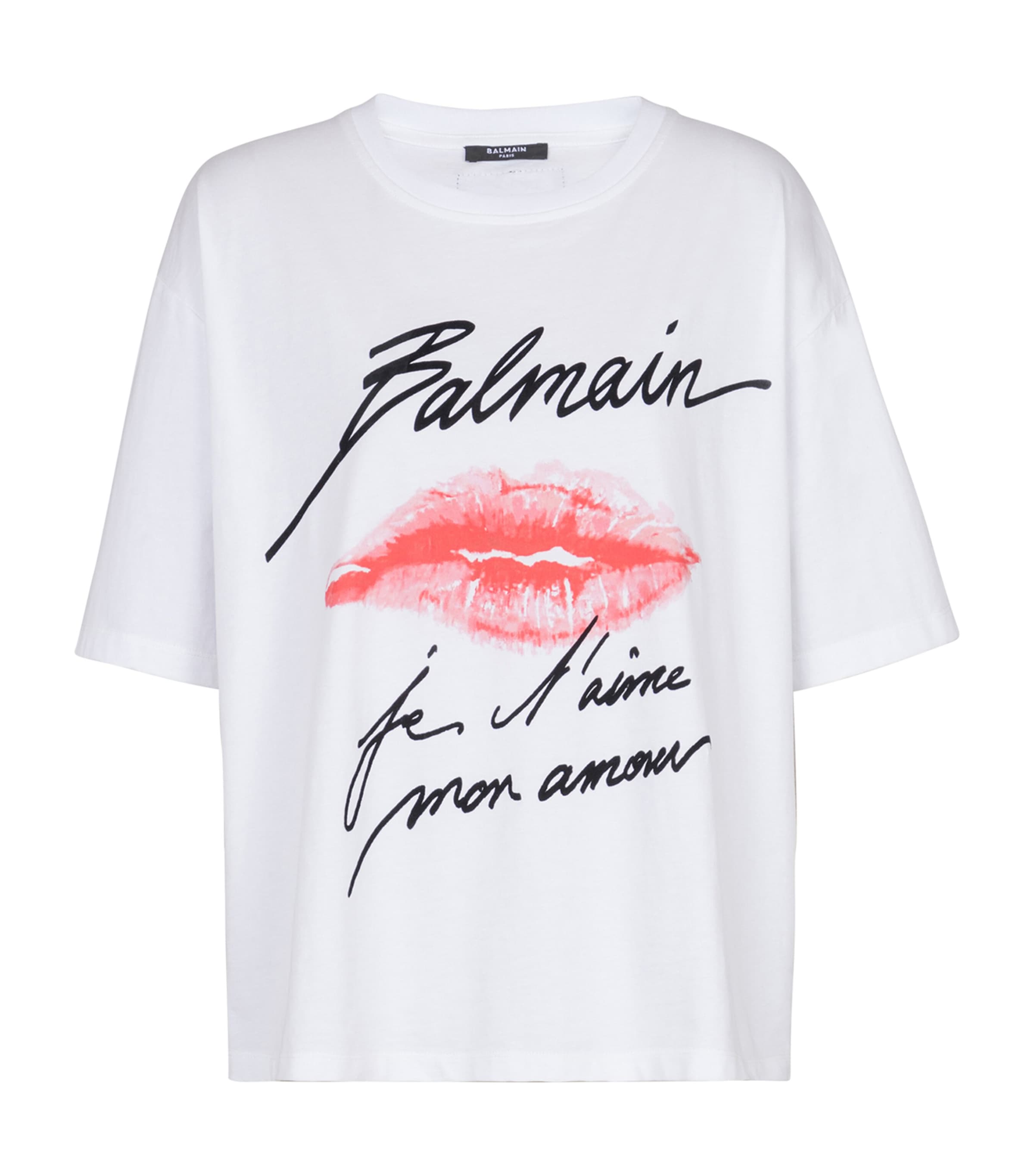 Shop Balmain Kiss Print T-shirt In White