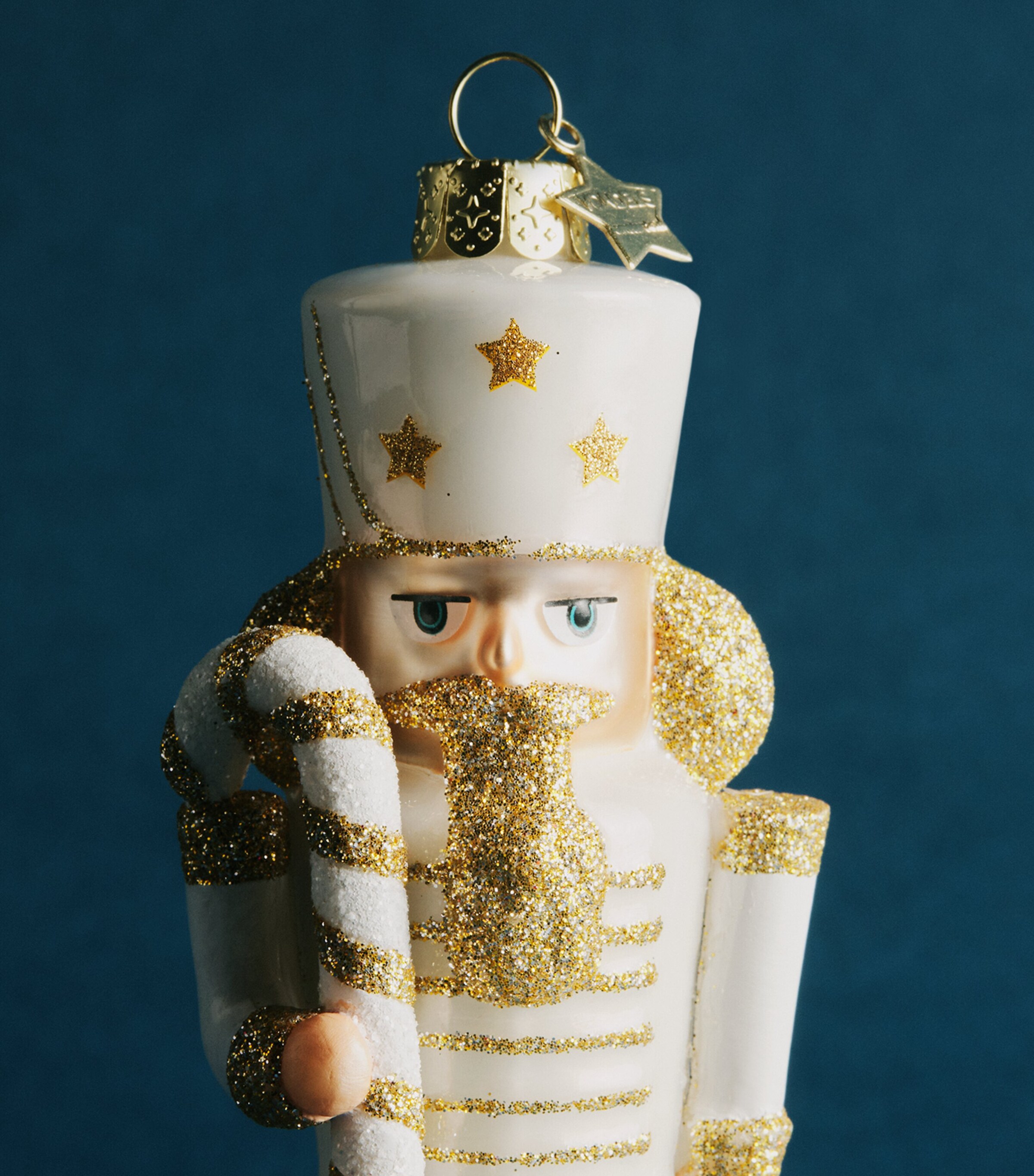 Harrods Glass Nutcracker Tree Decoration White Image 3