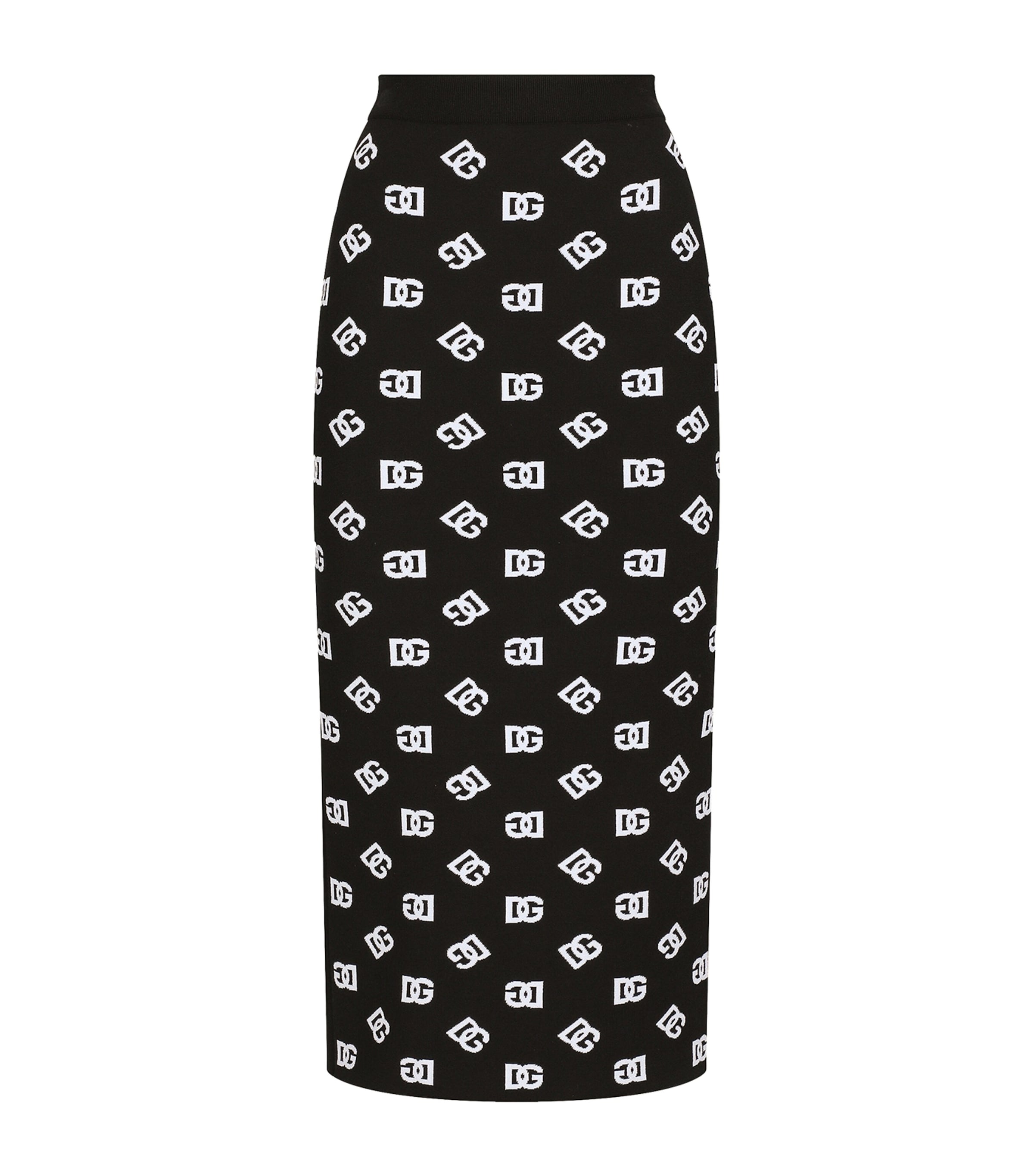 Dolce & Gabbana Chic Black Mambo Midi Skirt With White Pots