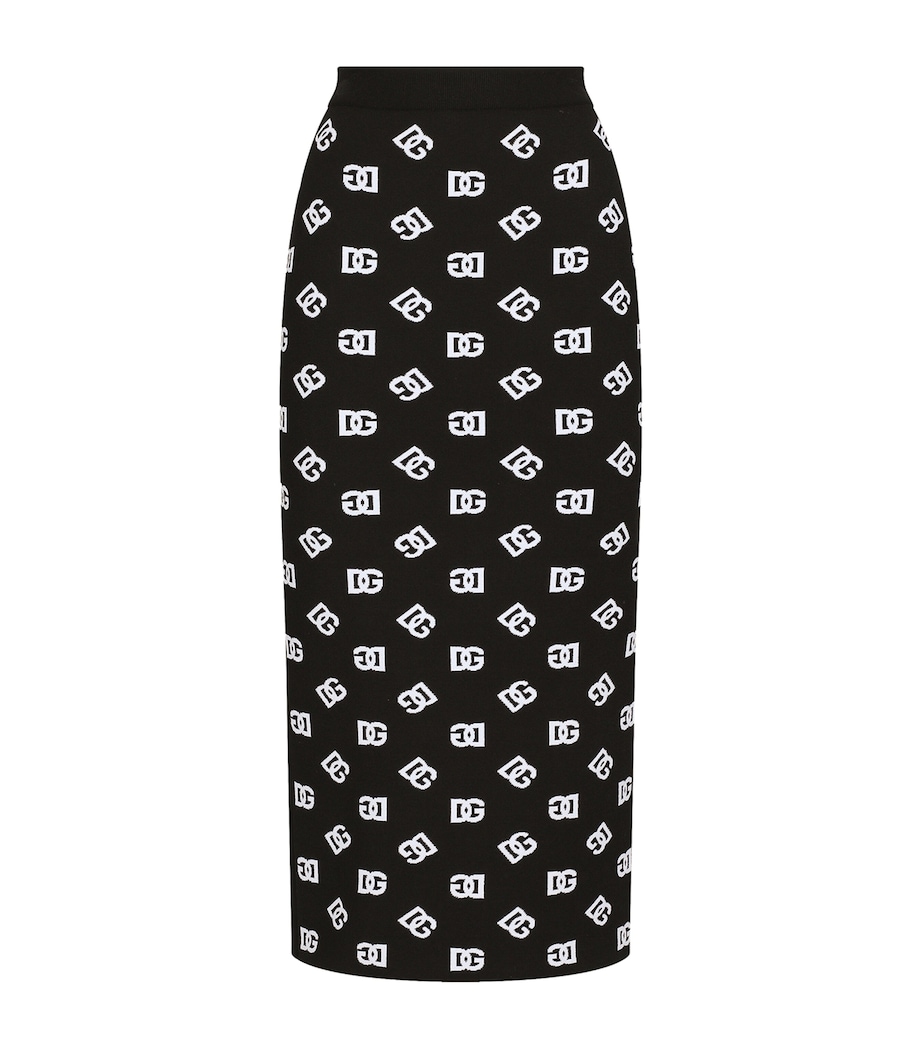 Knit Monogram Skirt N0004-BLACK/WHITE Image 1