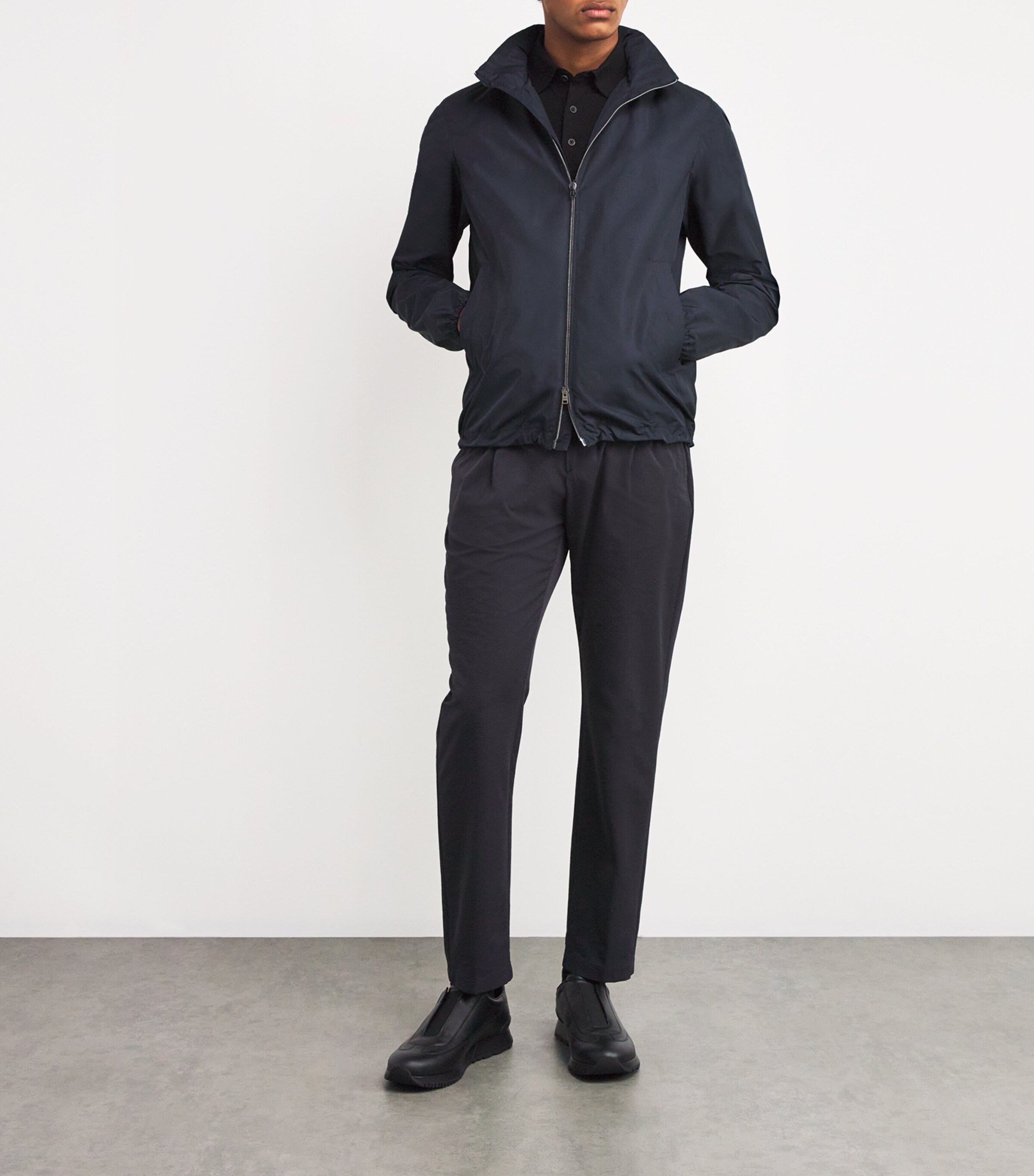 Windproof Short Zip-Up Jacket 9200BLU NAVY Image 2