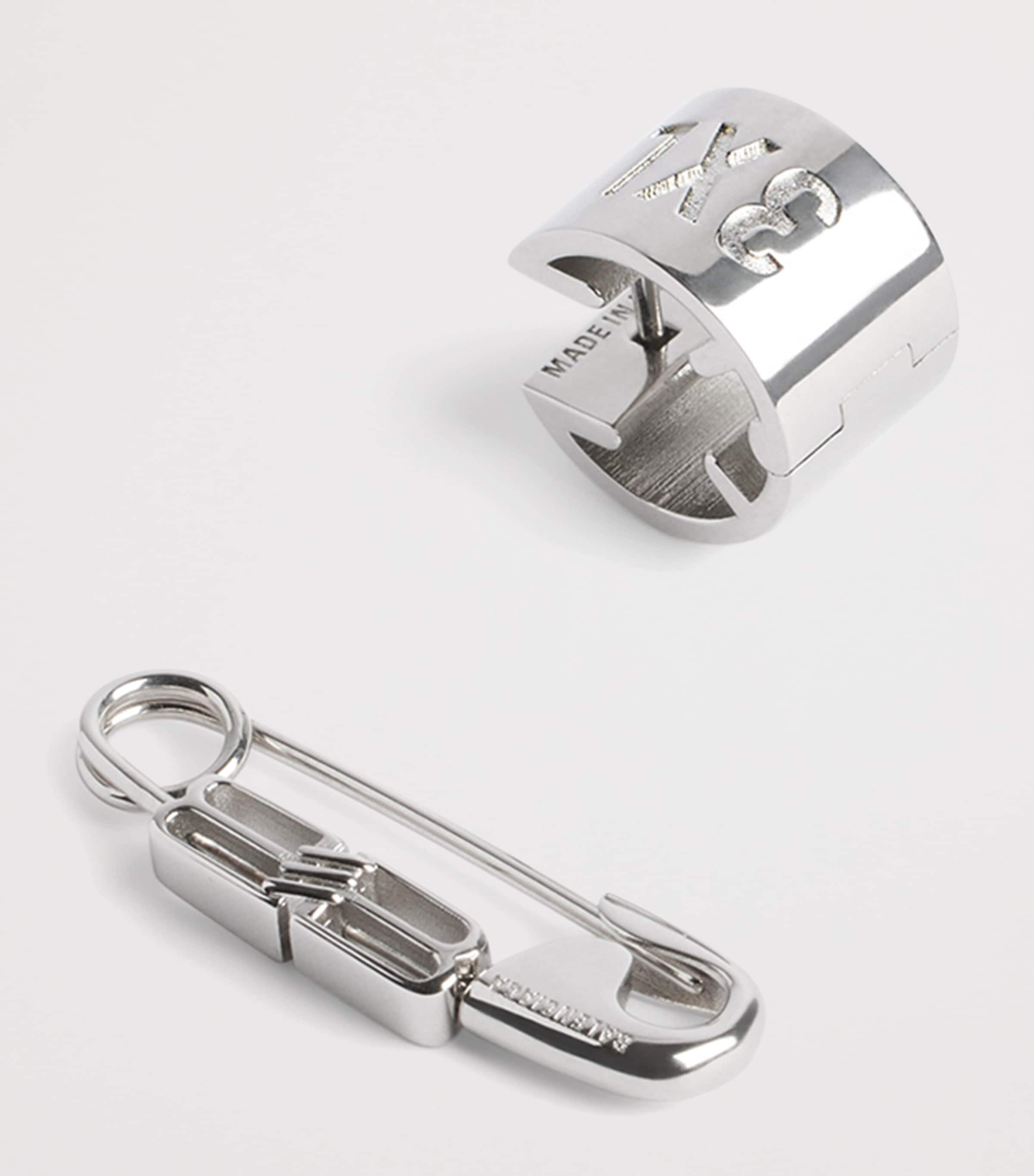 Balenciaga Asymmetric Safety Pin Earrings Image 2