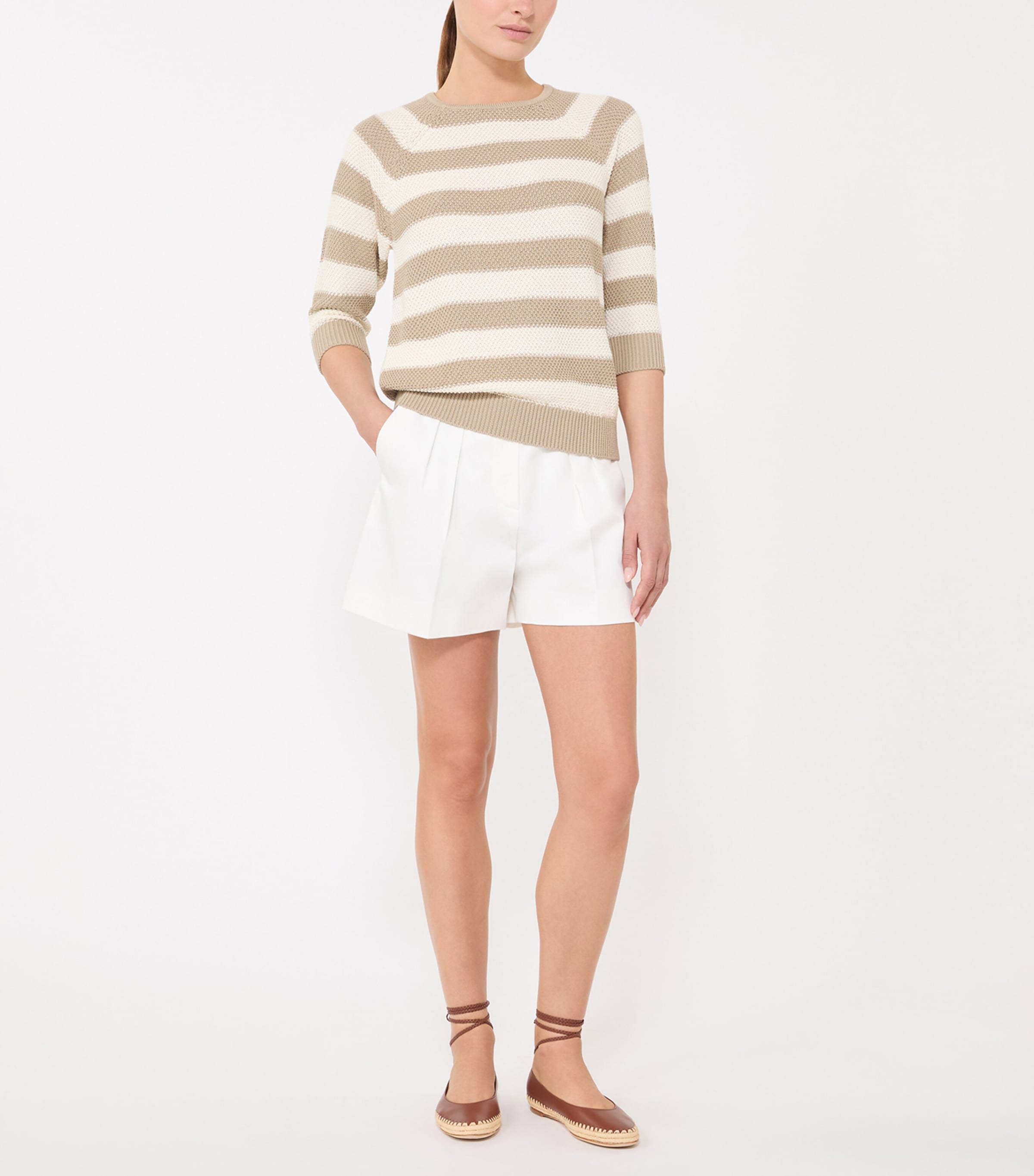 Max Mara Womens Stripe Sweater Optical White Image 2