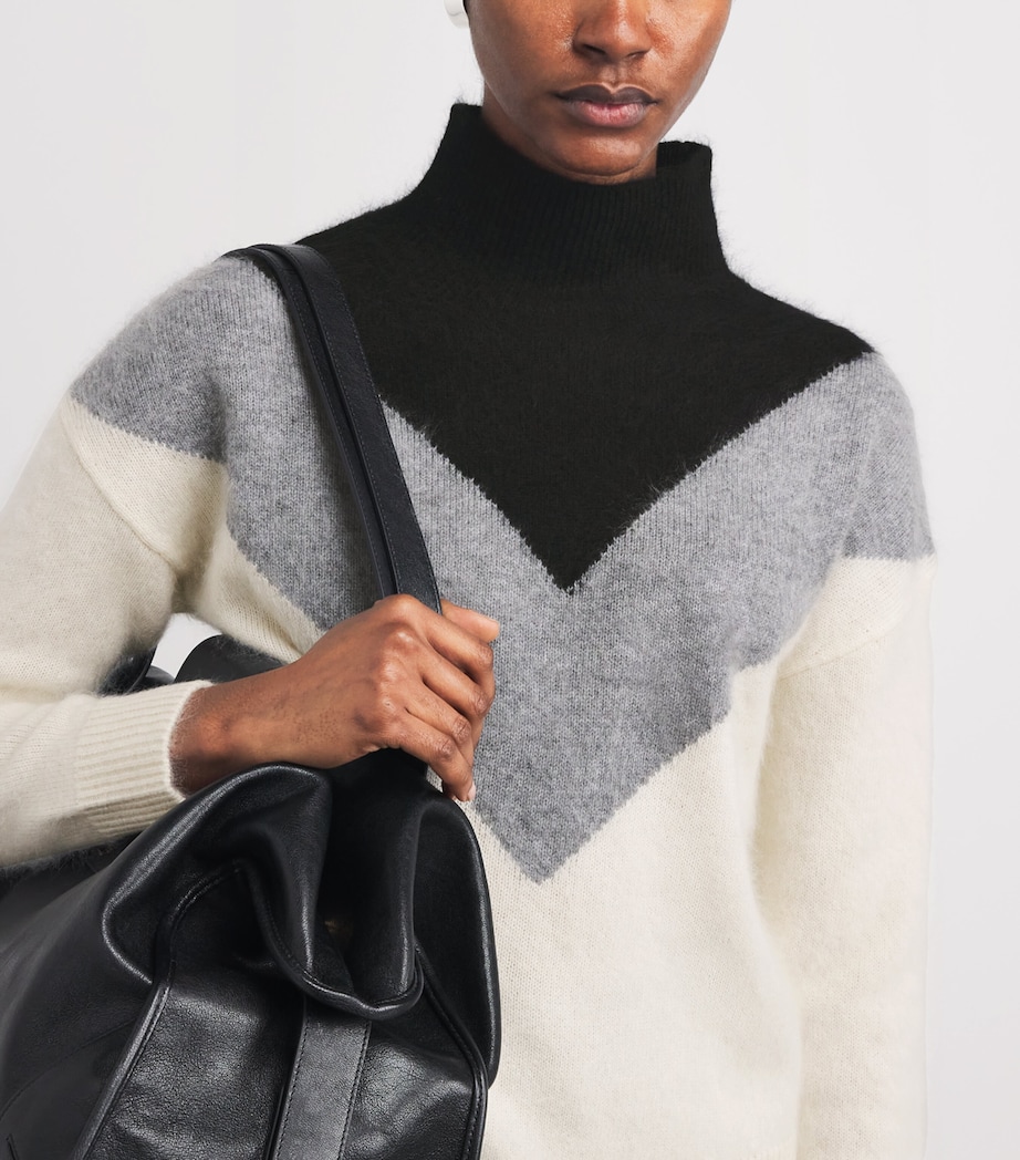 Cashmere Chevron Rollneck Sweater CHK-IVORY MULTI Image 6