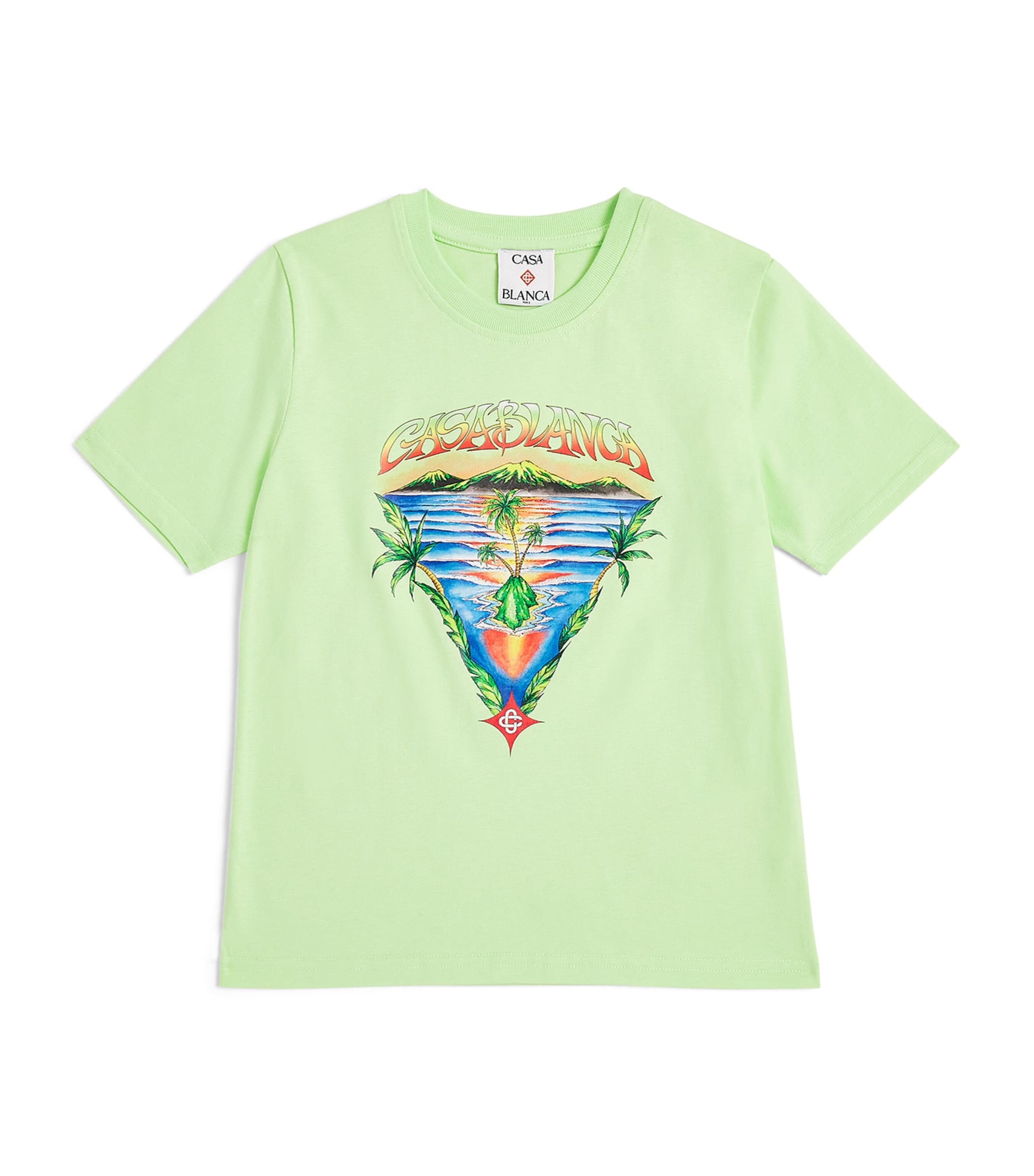 Casablanca Kids' Organic Cotton Innocence Triangle T-shirt In Green