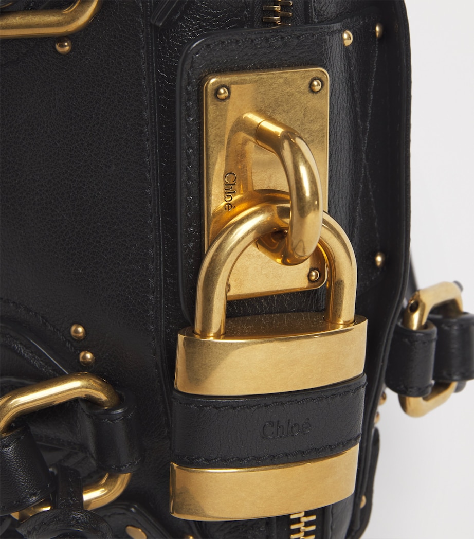 Small Leather Paddington Top-Handle Bag BLACK Image 5