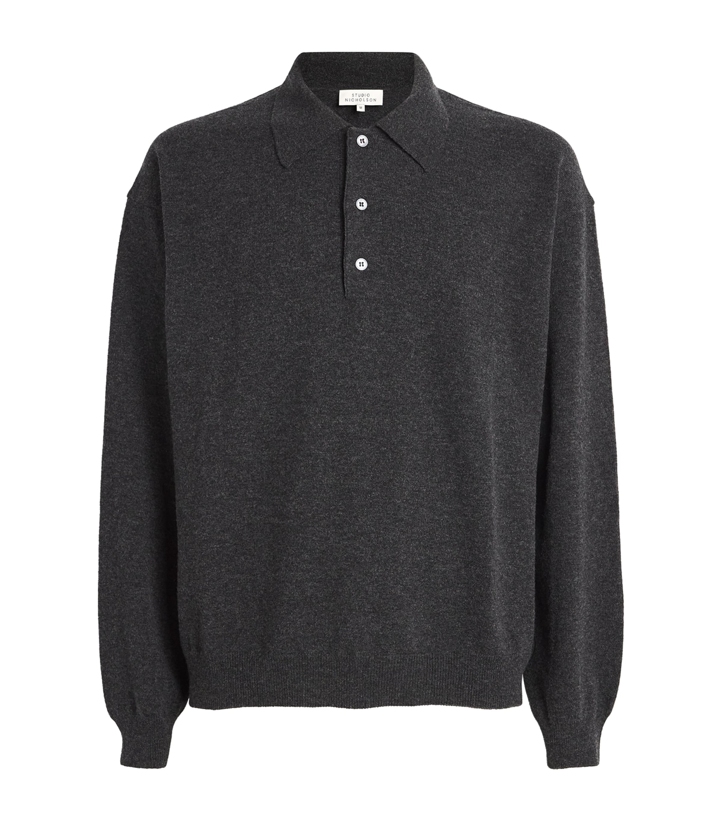 Shop Studio Nicholson Lambswool Polo Shirt In Grey