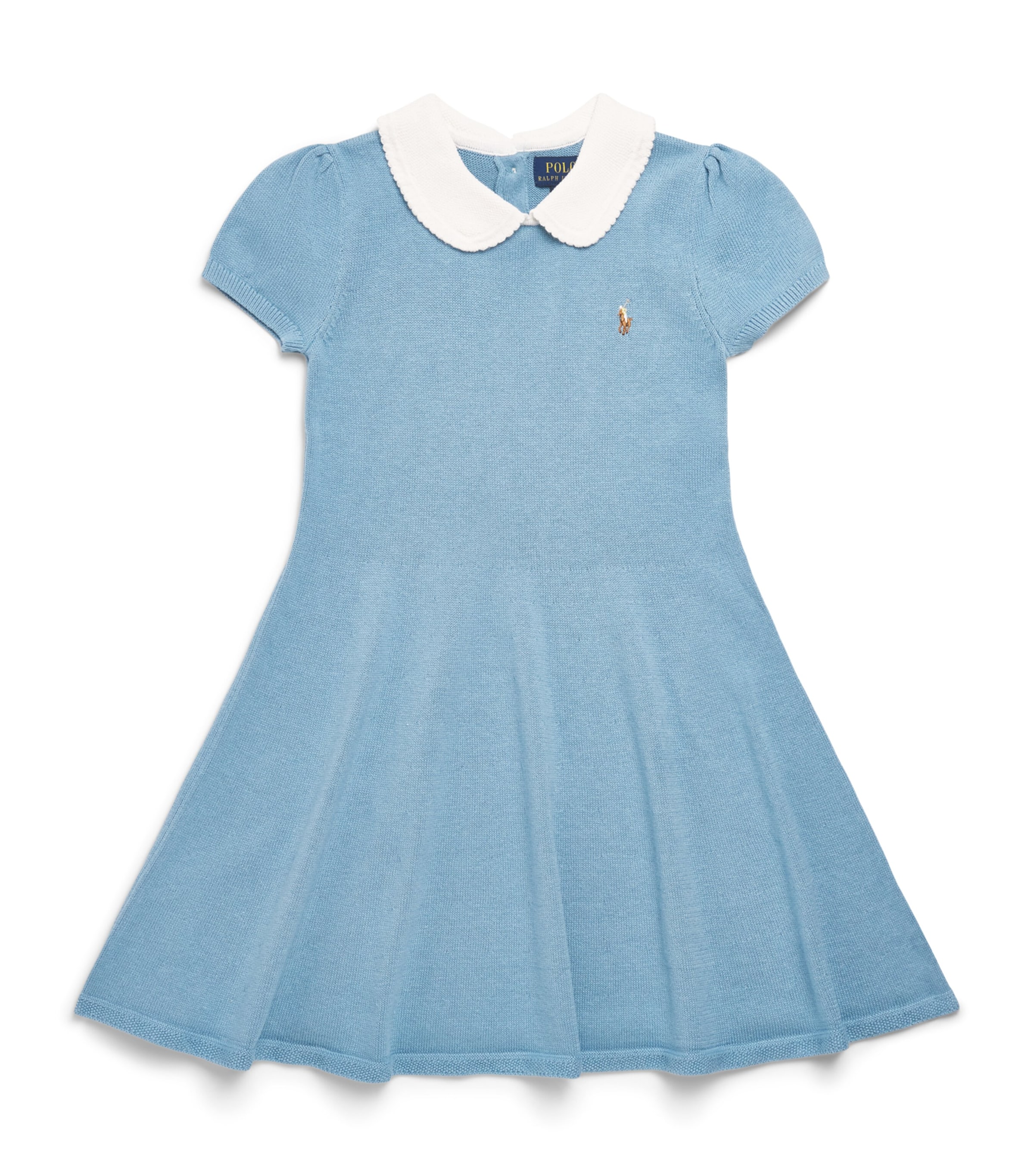 Ralph Lauren Kids Cotton Knitted Dress (2-6 Years) Cassidy Blue Image 1