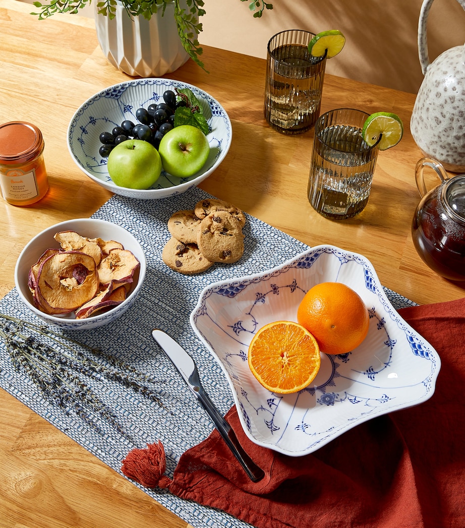 Blue Fluted Half Lace Square Bowl (21cm) BLUE Image 3