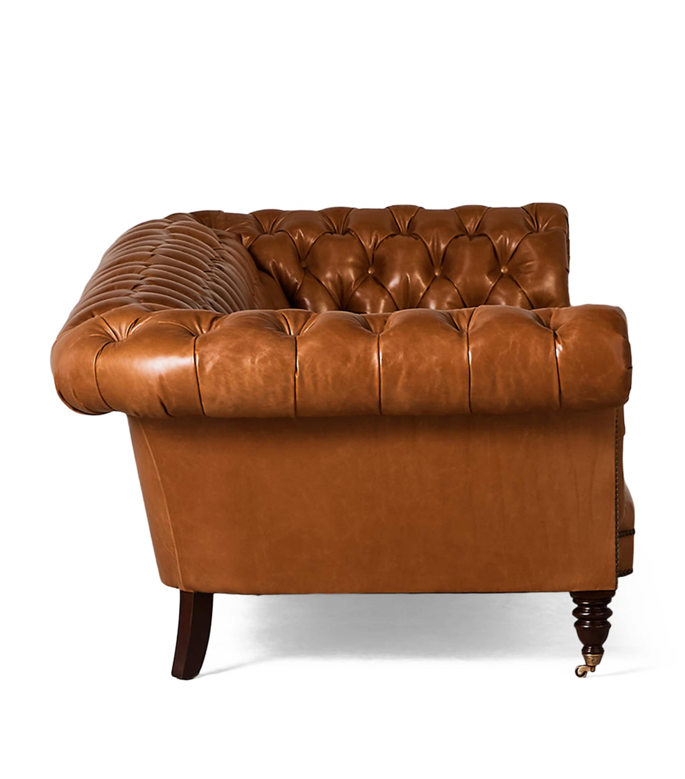 Beech and Leather Brook Street Sofa MEDIUM MAHOGANY Image 3