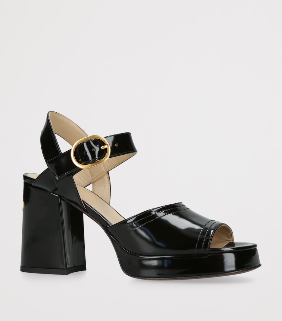 Leather Fawcette Heeled Sandals 100 BLACK Image 3