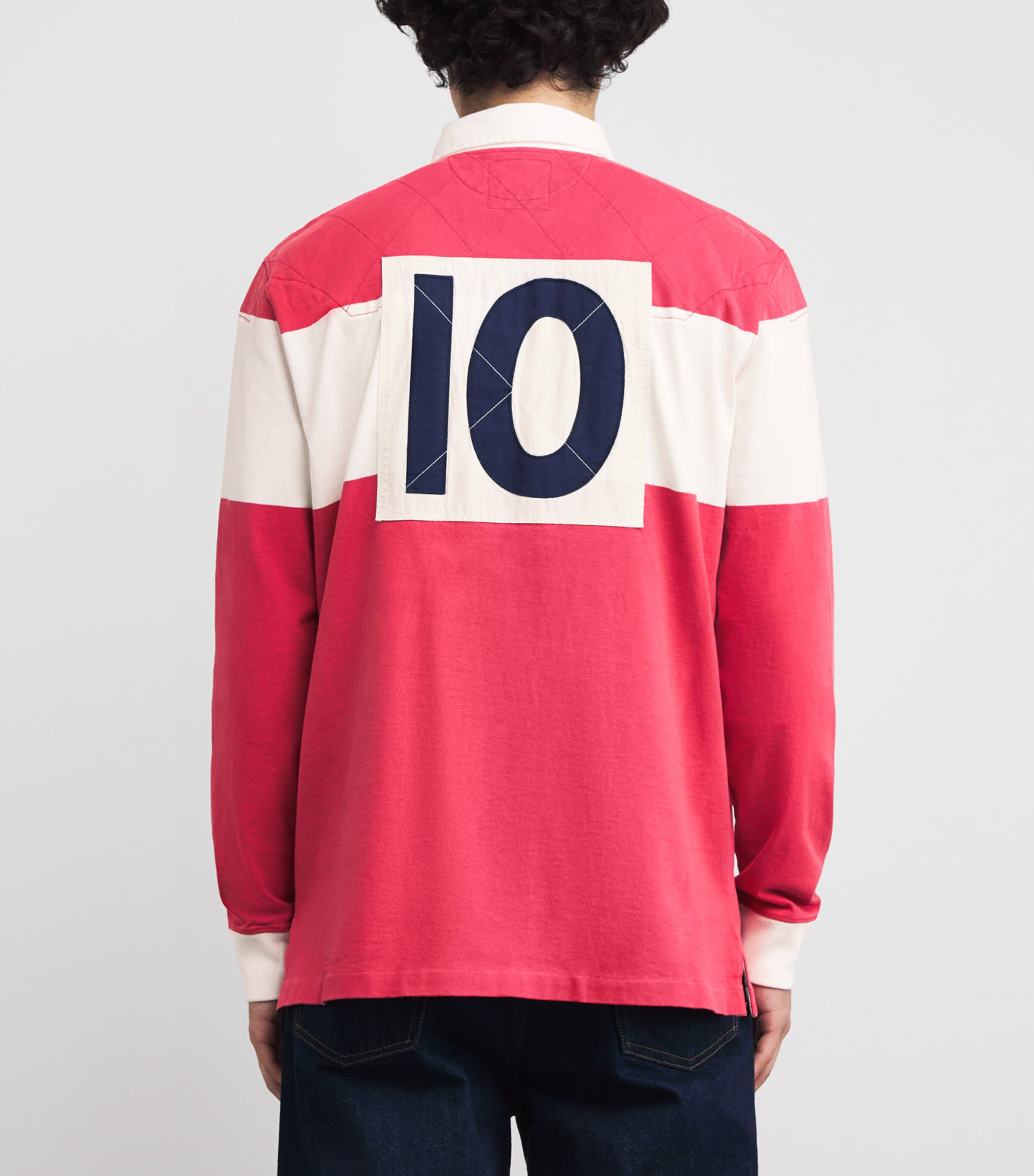 Polo Ralph Lauren Mens Cotton Stripe Rugby Shirt Red Image 4