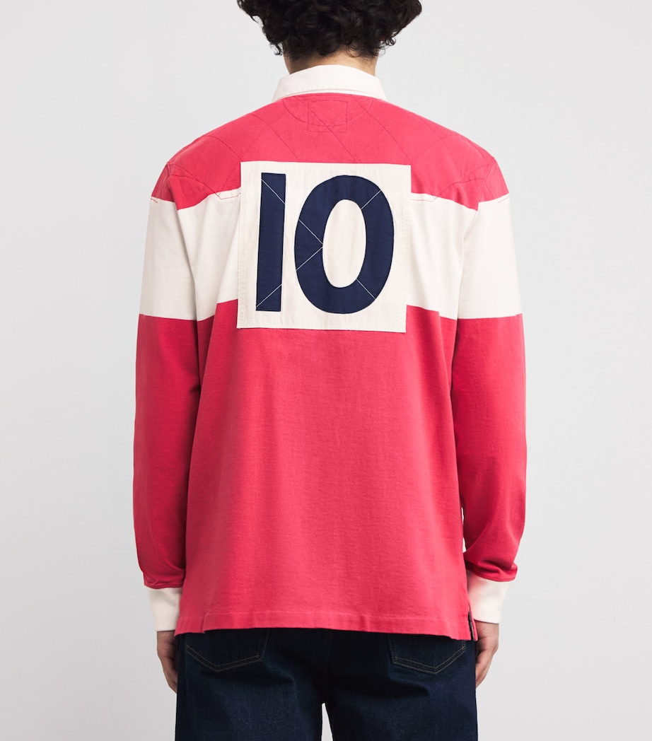 Polo Ralph Lauren Mens Cotton Stripe Rugby Shirt Red Image 4