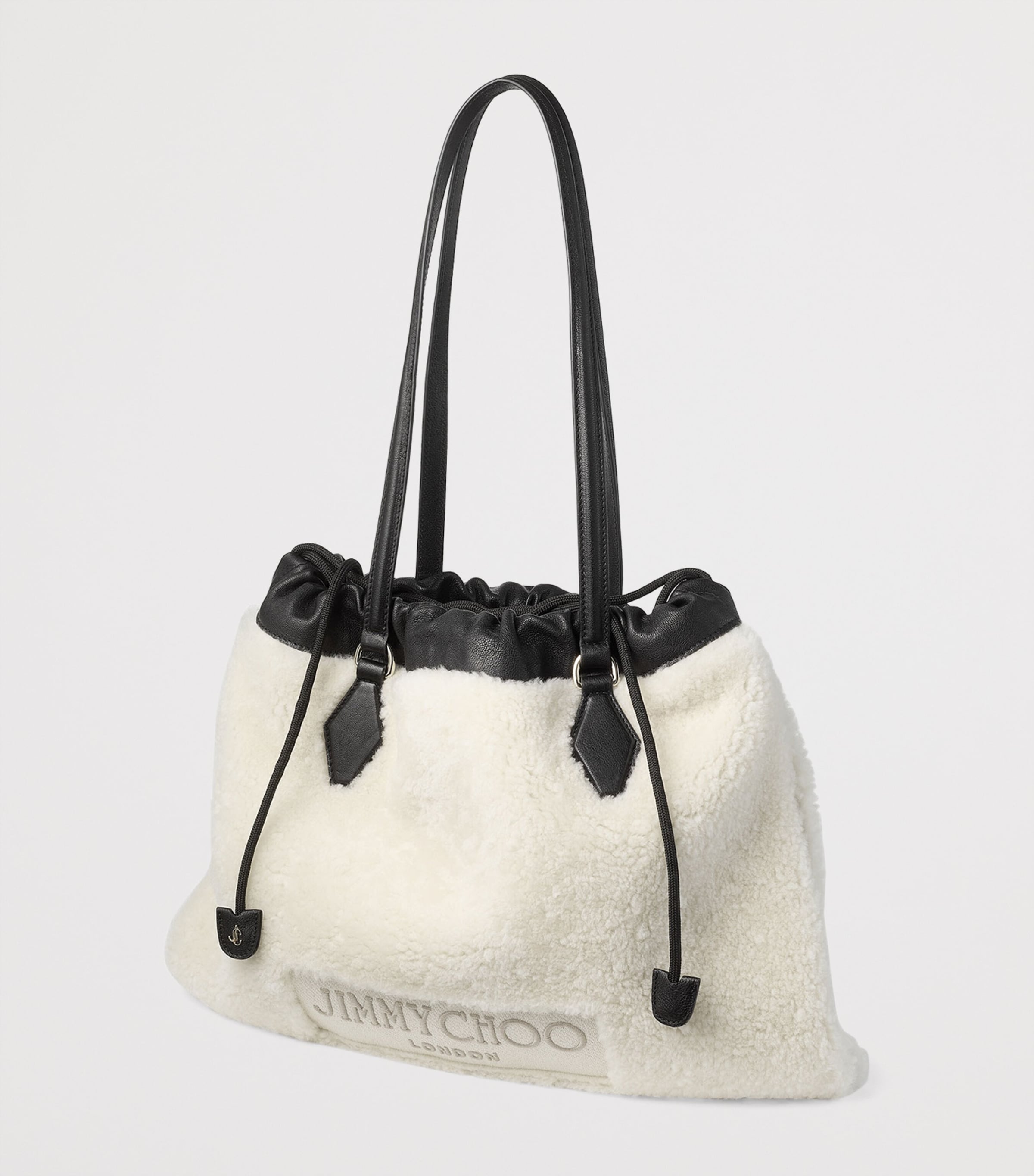 Shearling Drawstring Tote Bag NATURAL/BLACK Image 2