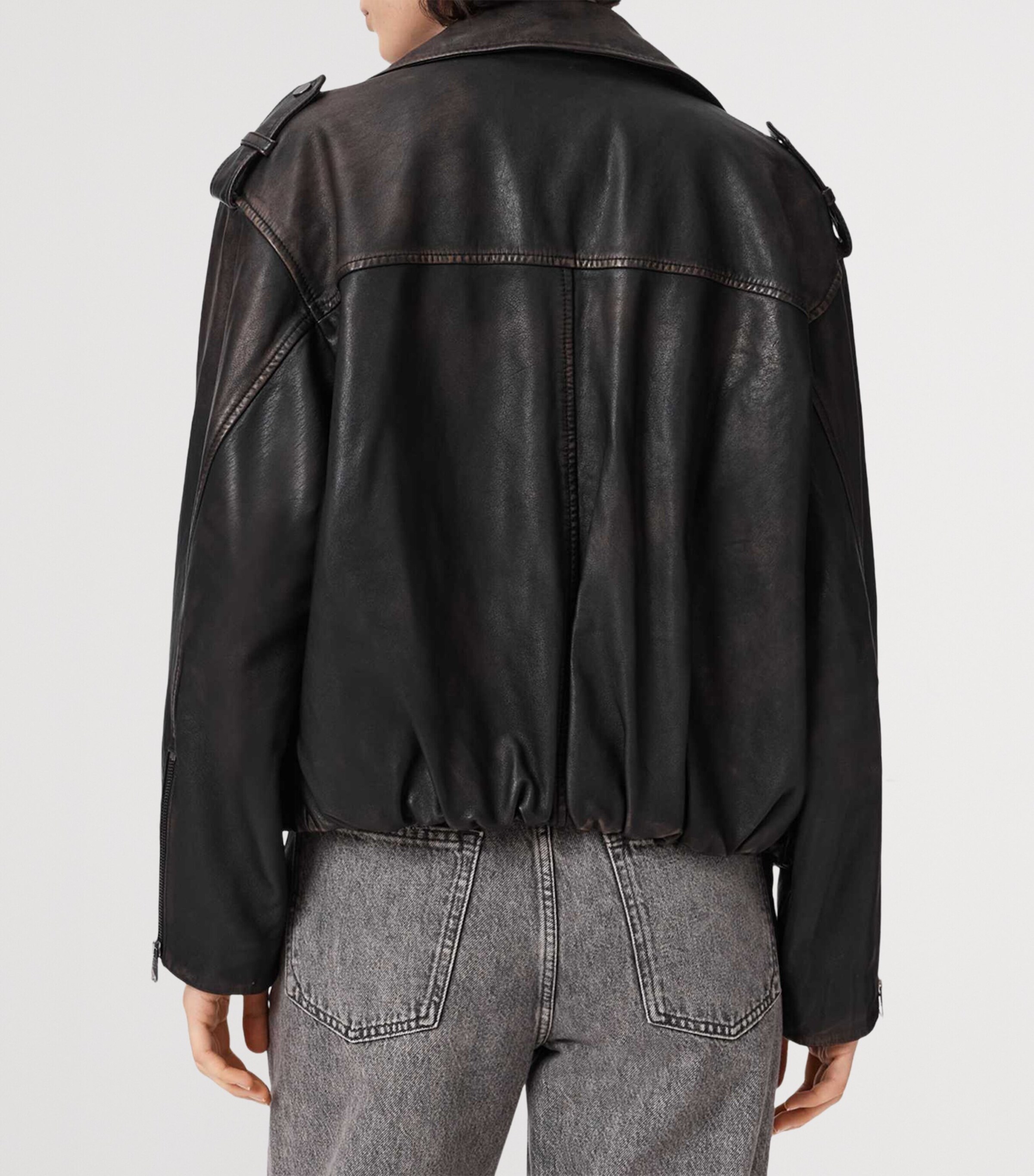 AllSaints Womens Leather Samina Biker Jacket Black/brown Image 4