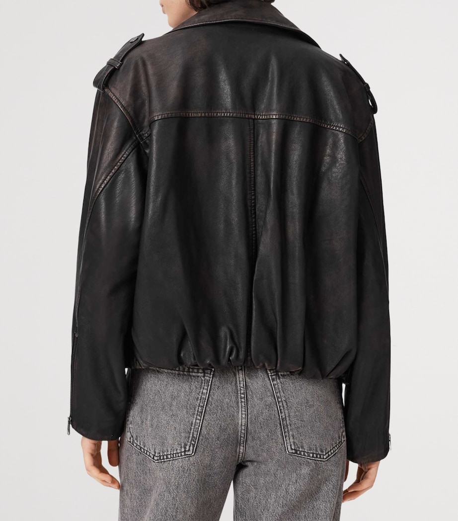 AllSaints Womens Leather Samina Biker Jacket Black/brown Image 4
