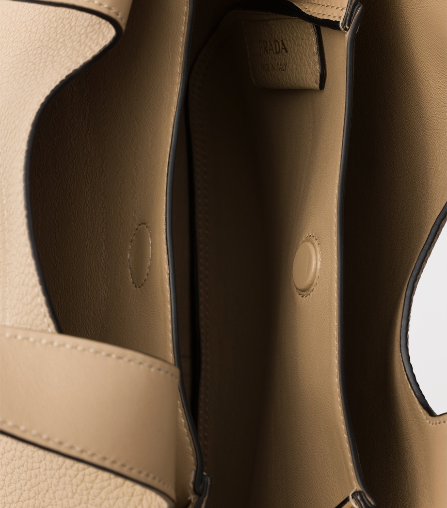 Prada Small Leather Tote Bag Neutral Image 7
