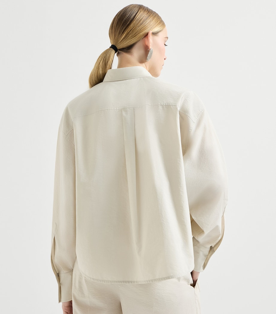 Brunello Cucinelli Womens Cotton-Blend Embroidered Poplin Shirt Image 4