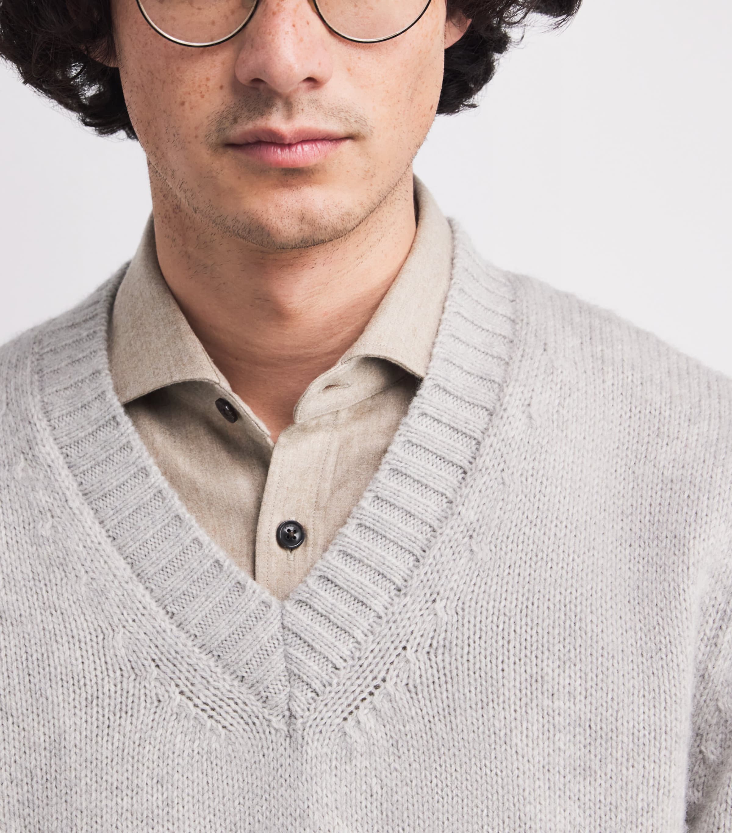 Wool V-Neck Sweater GRIGIO CHIARO MELANG Image 6