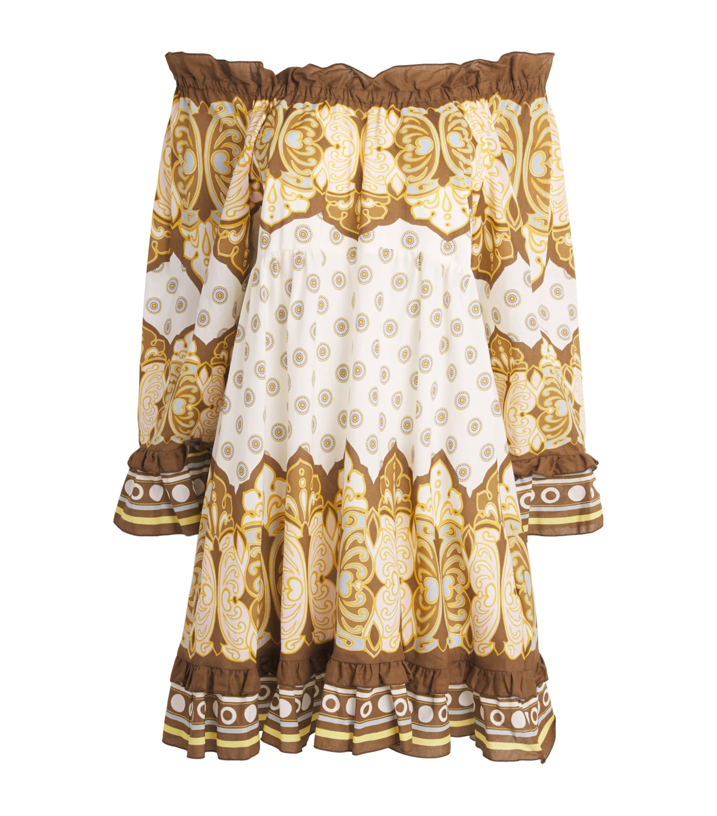 La Doublej Womens Cotton Off-the-Shoulder Boho Mini Dress Cocoon Image 1