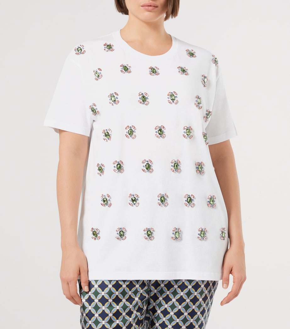 Cotton Jewel-Embellished Reed T-Shirt OPTICAL WHITE Image 2