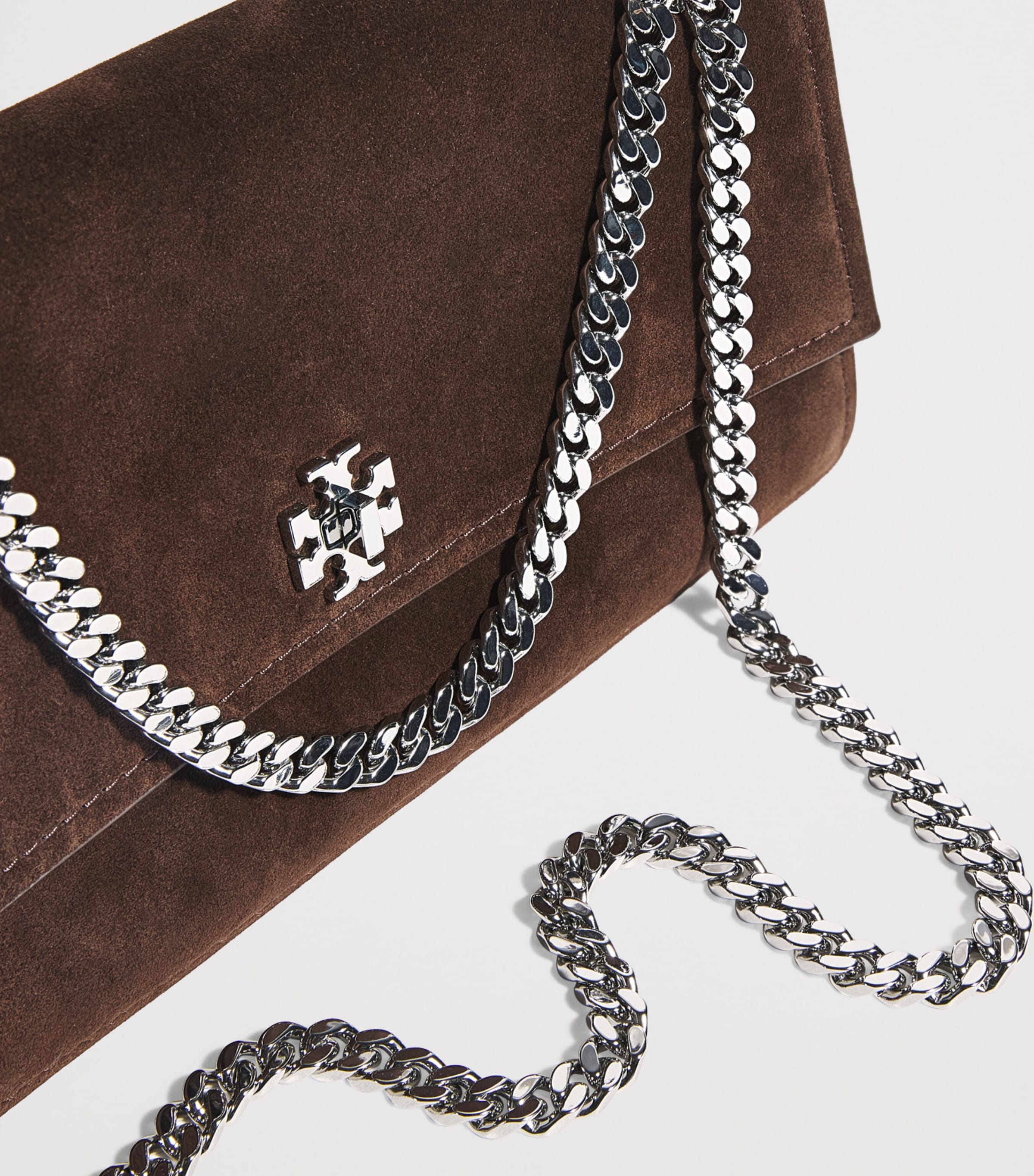 Suede Kira Turnlock Shoulder Bag DARK COCOA 200 Image 6