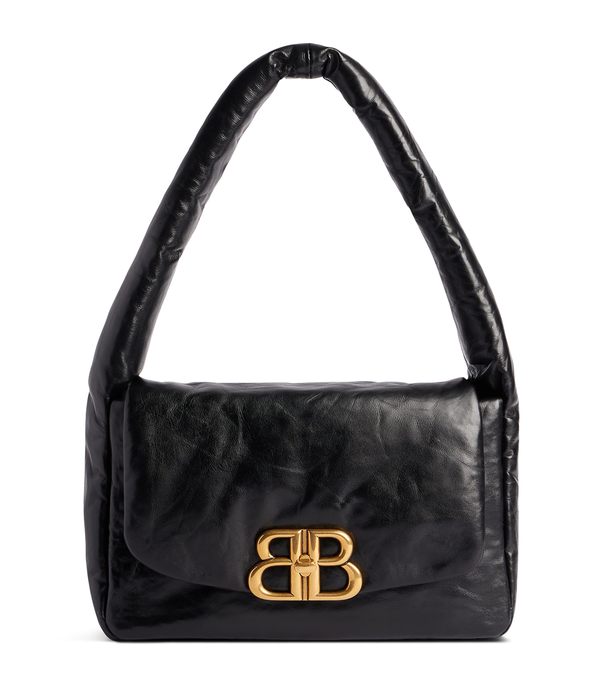 Balenciaga Leather Monaco Shoulder Bag In Black