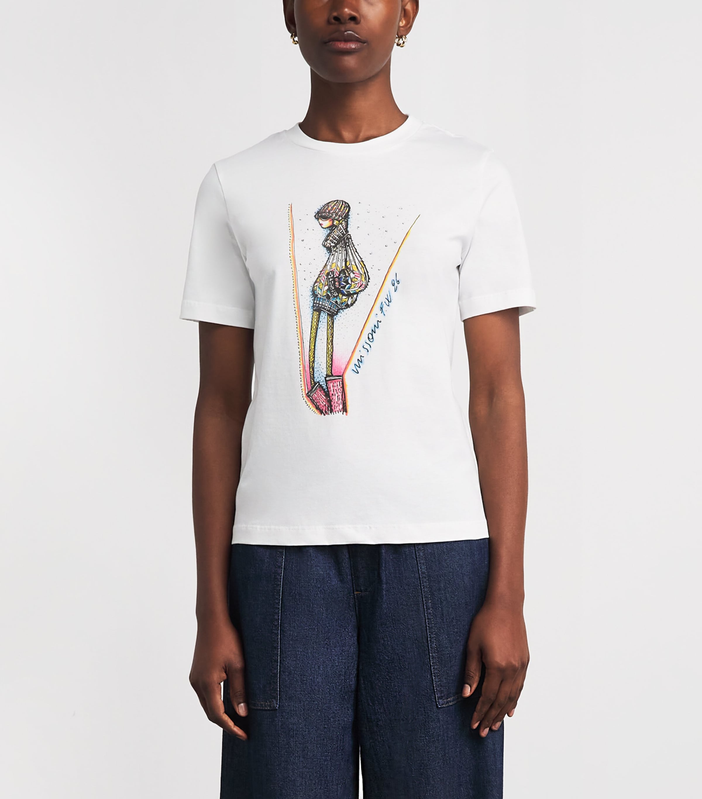 Missoni Womens Cotton Printed T-Shirt Prnt On Wt Bse Image 4