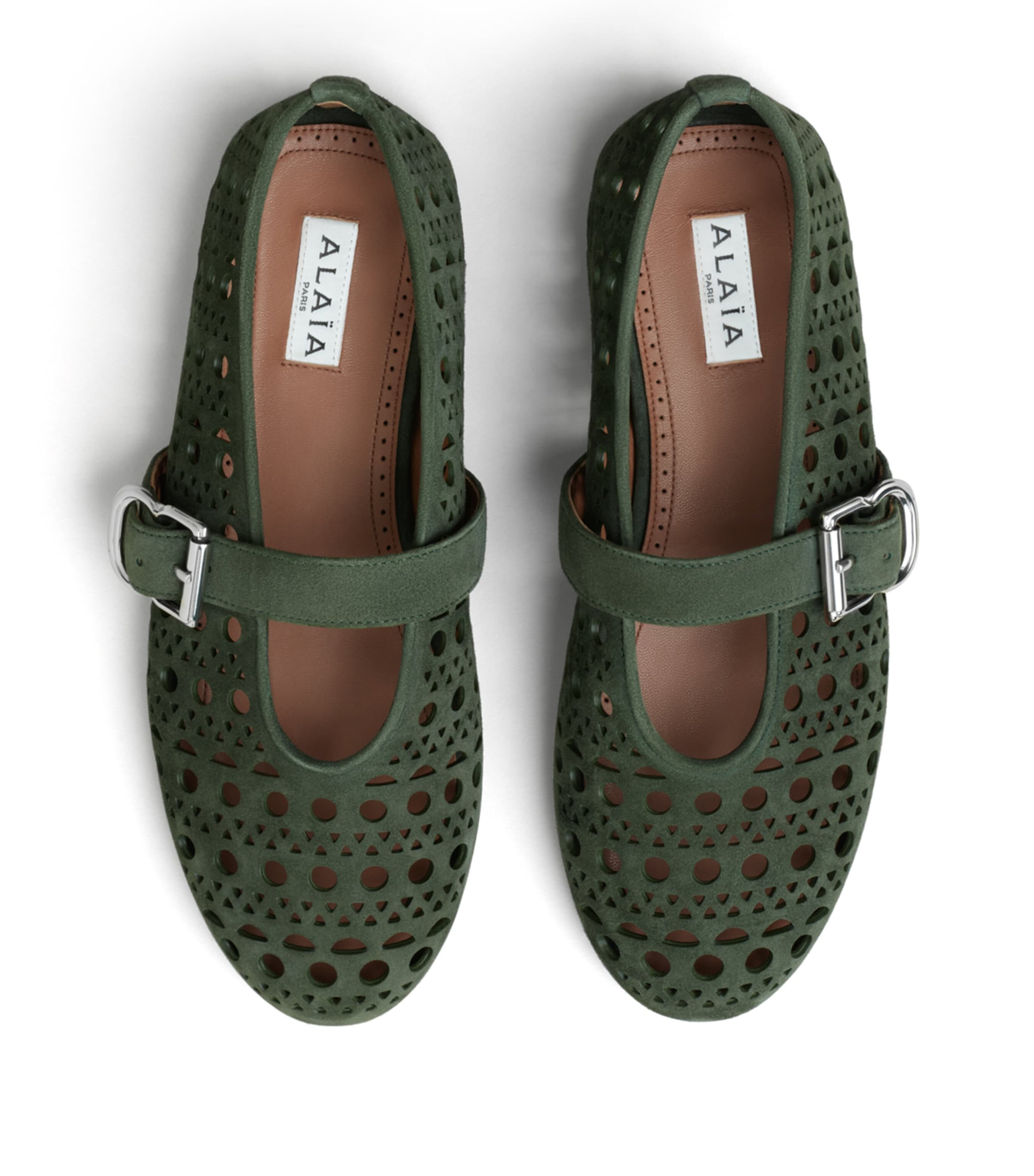 Alaïa Suede Vienne Ballet Flats Lichen Image 2