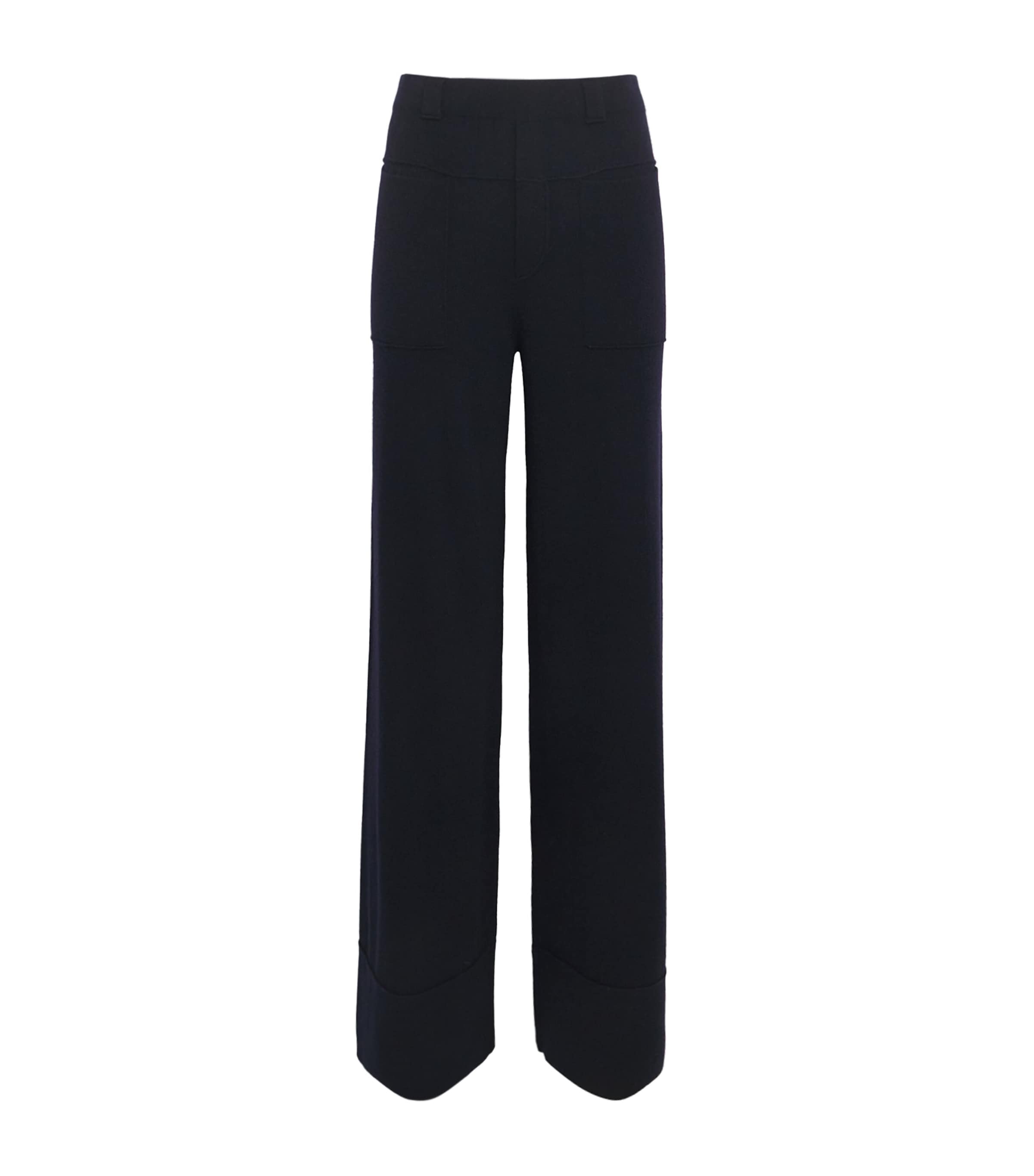 Allude Wool-cashmere Straight Trousers In Blue