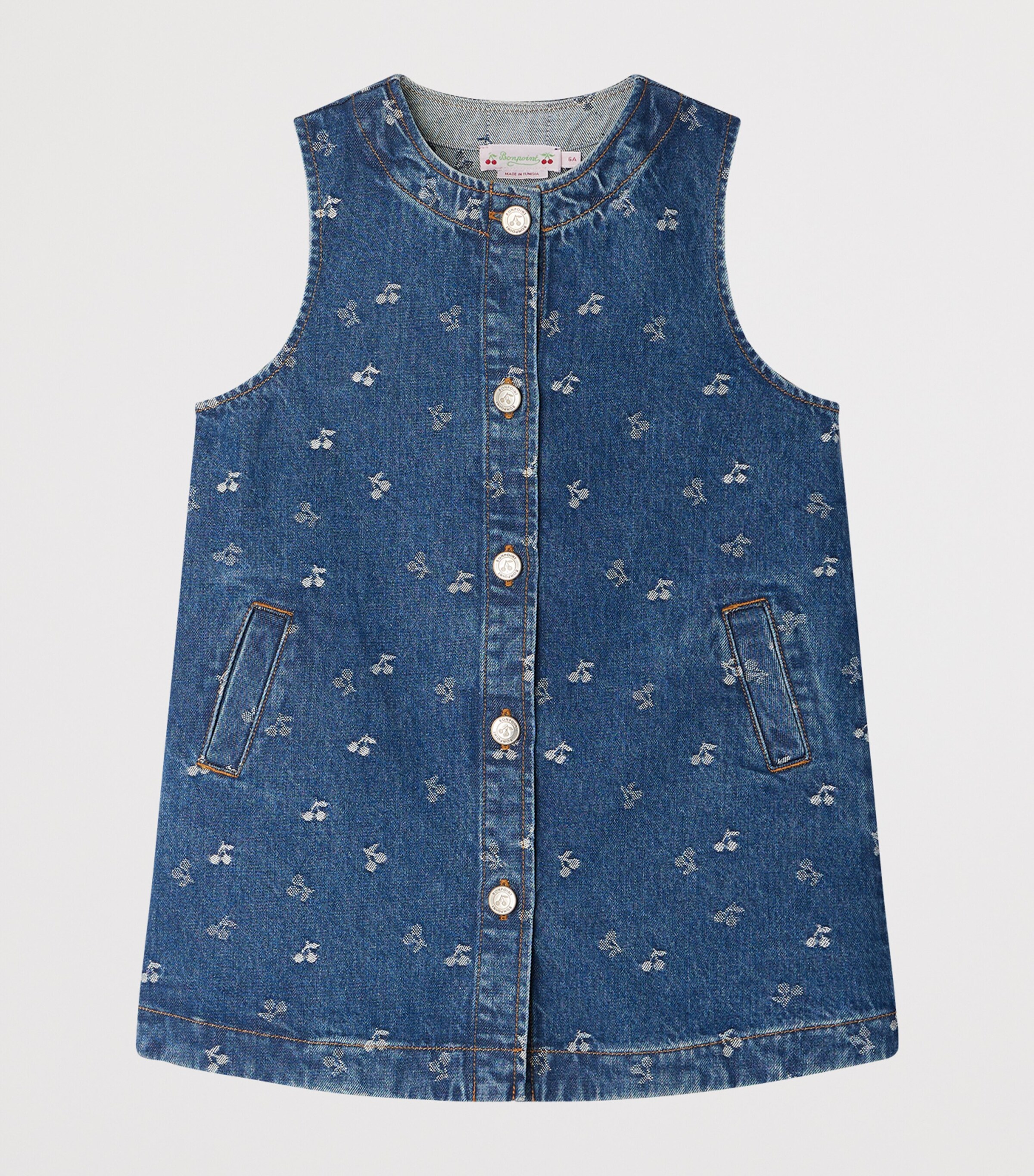 Bonpoint Denim Cherry Print Jette Dress (4-8 Years) | Kids New In | Girls Clothing | Dresses | Designers | Bonpoint