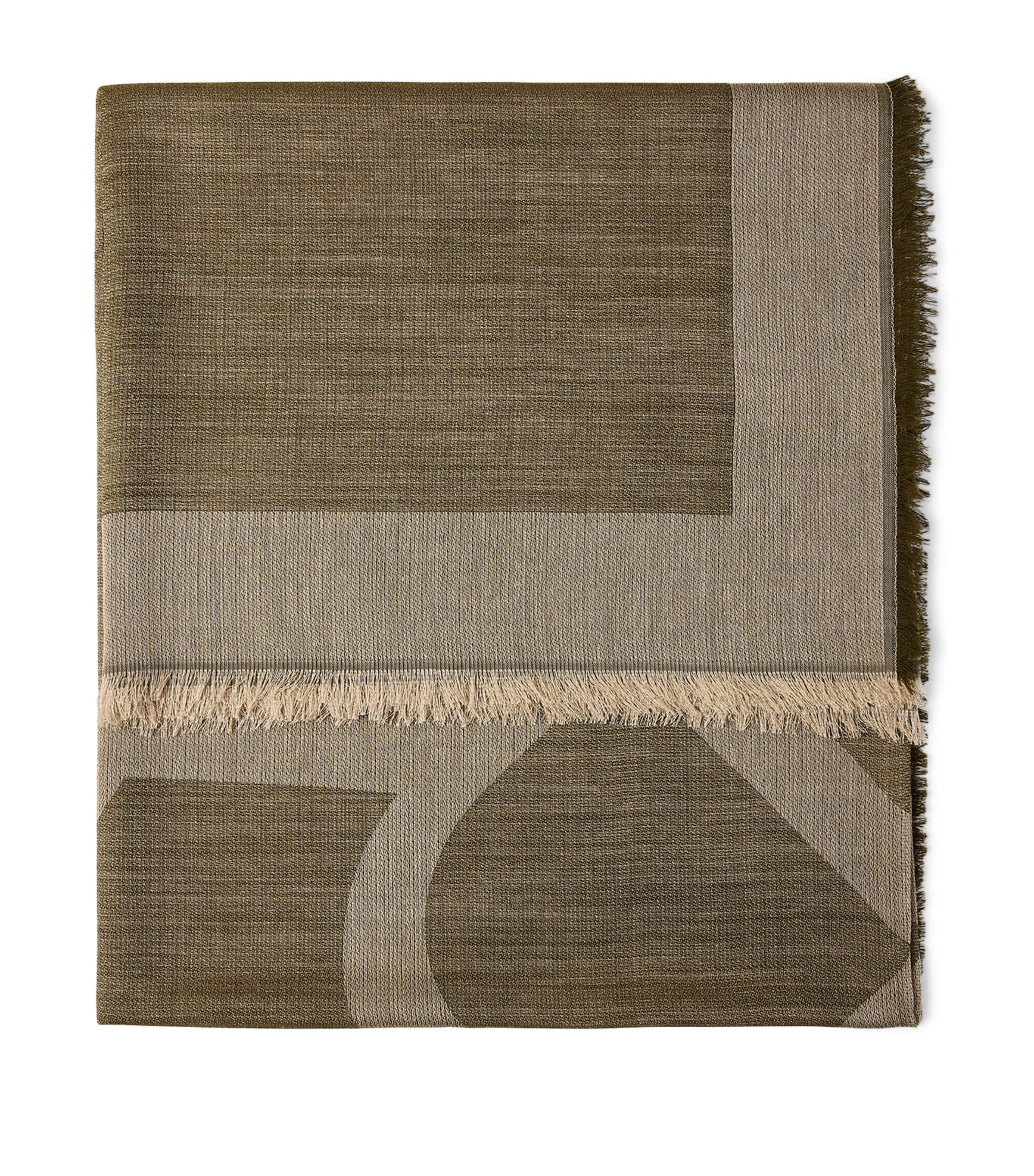 Marina Rinaldi Wool-Cashmere-Blend Monogram Scarf Ivory Image 1