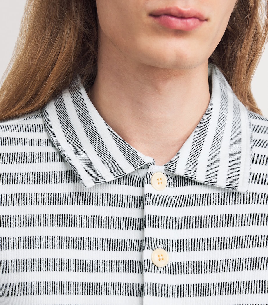 Cotton Stripe Polo Shirt CREAM/NAVY Image 6