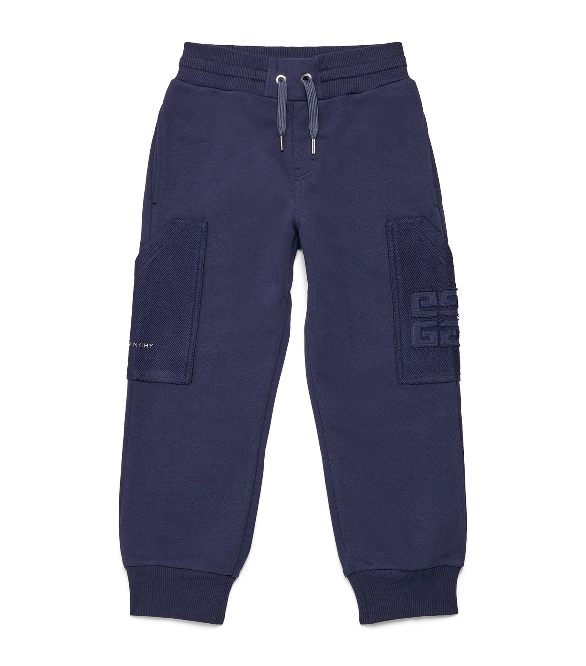 Givenchy Kids' Cotton-blend Logo Cargo Sweatpants In Navy