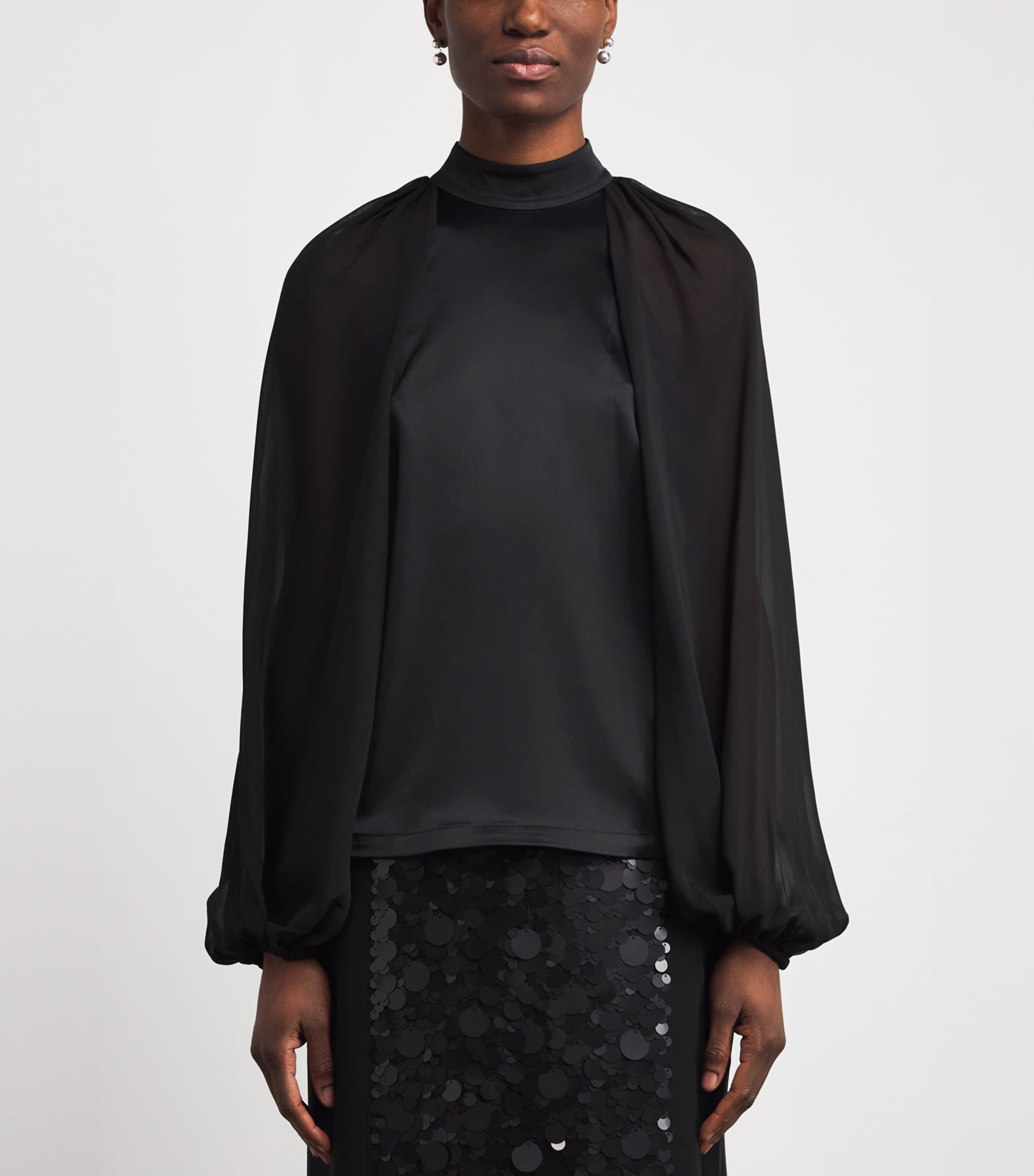 Satin Cave Blouse BLACK Image 3