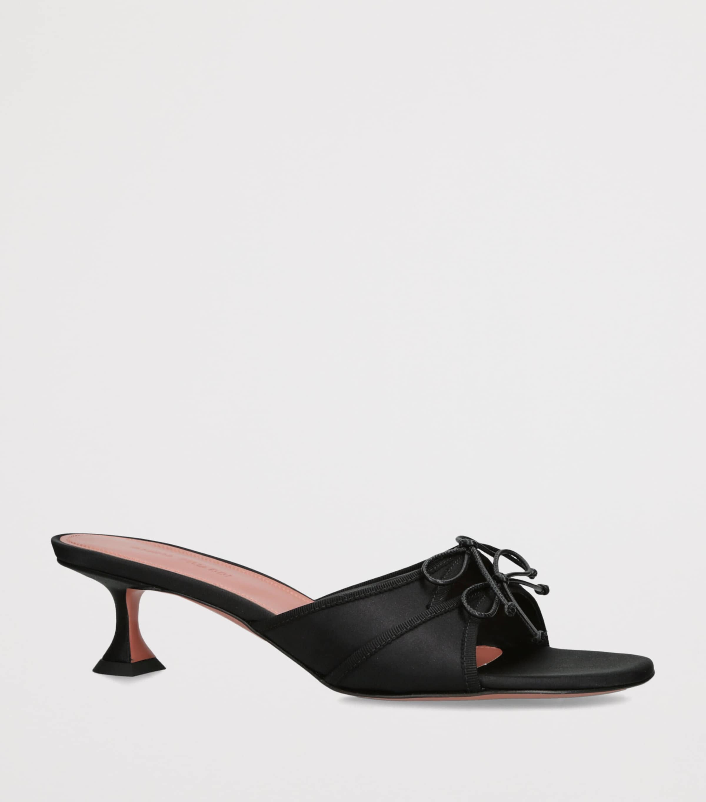 Amina Muaddi Satin Eleanora Heeled Mules 45 Black Image 3