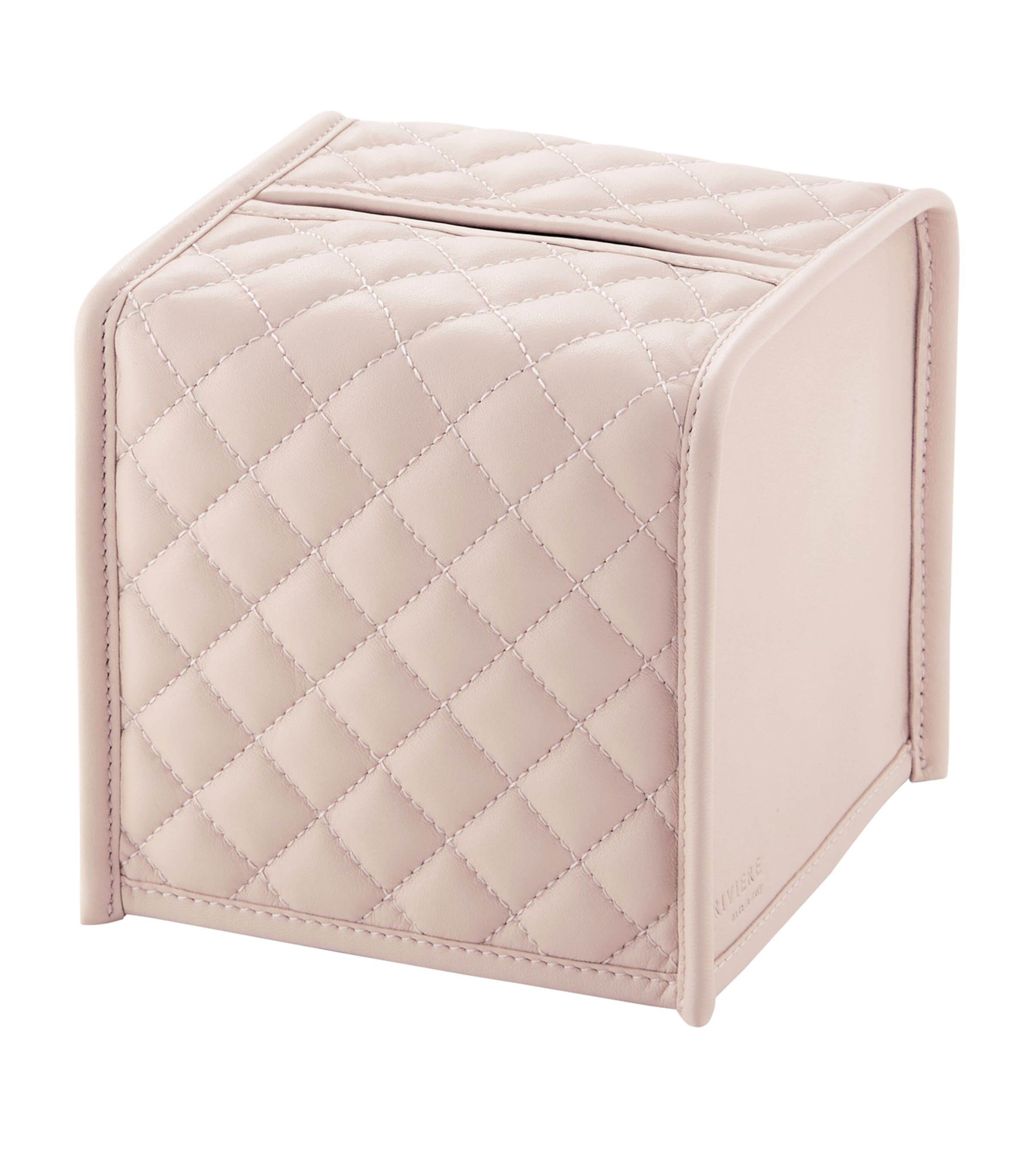 Quilted Leather Square Tissue Box PINK Image 1