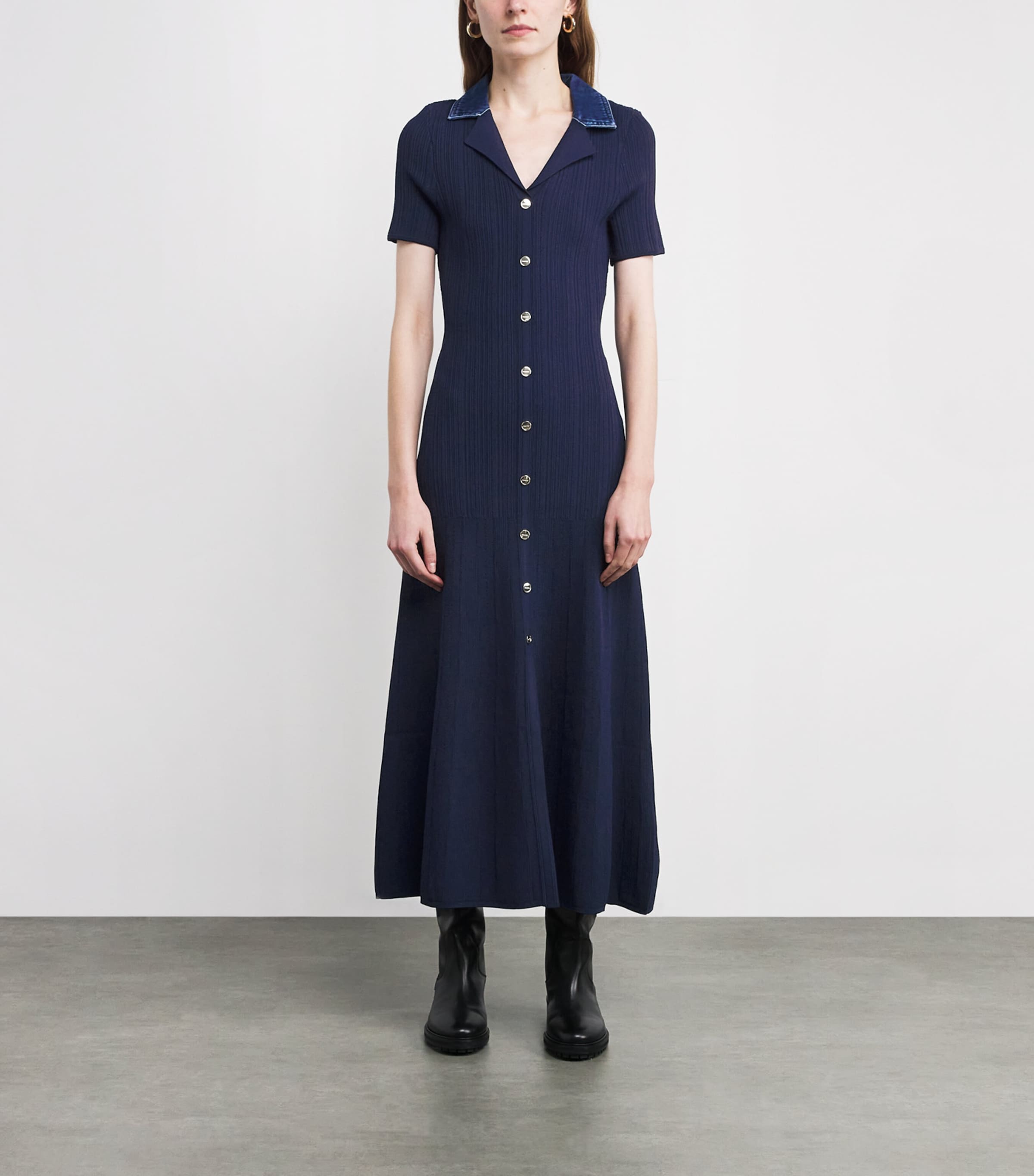 Knitted Midi Dress NAVY BLUE Image 3