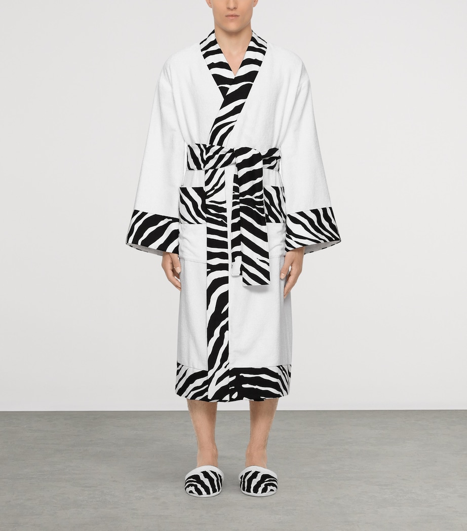 Terry Cotton Zebra Print Robe UZ024 BIANCO ZEBRA Image 7