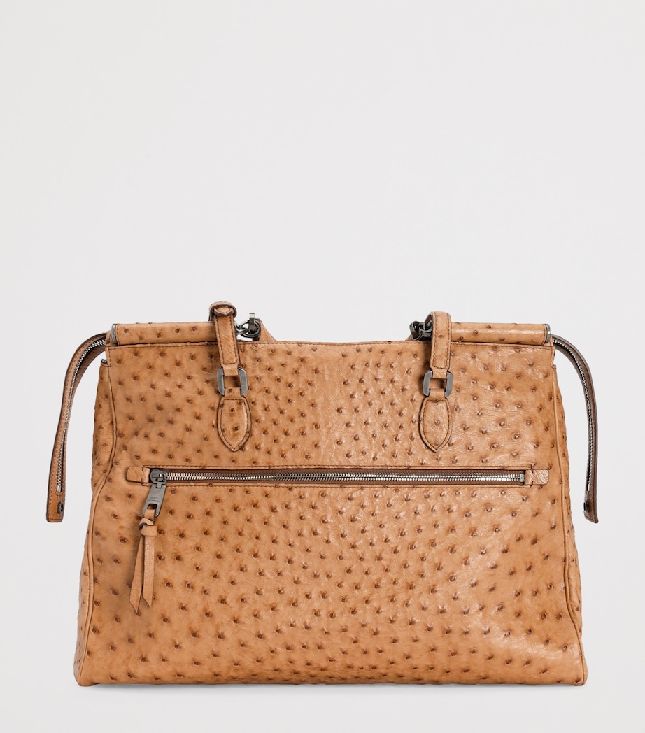 Ostrich Leather Vittoria Shoulder Bag 80040-CAMEL Image 5