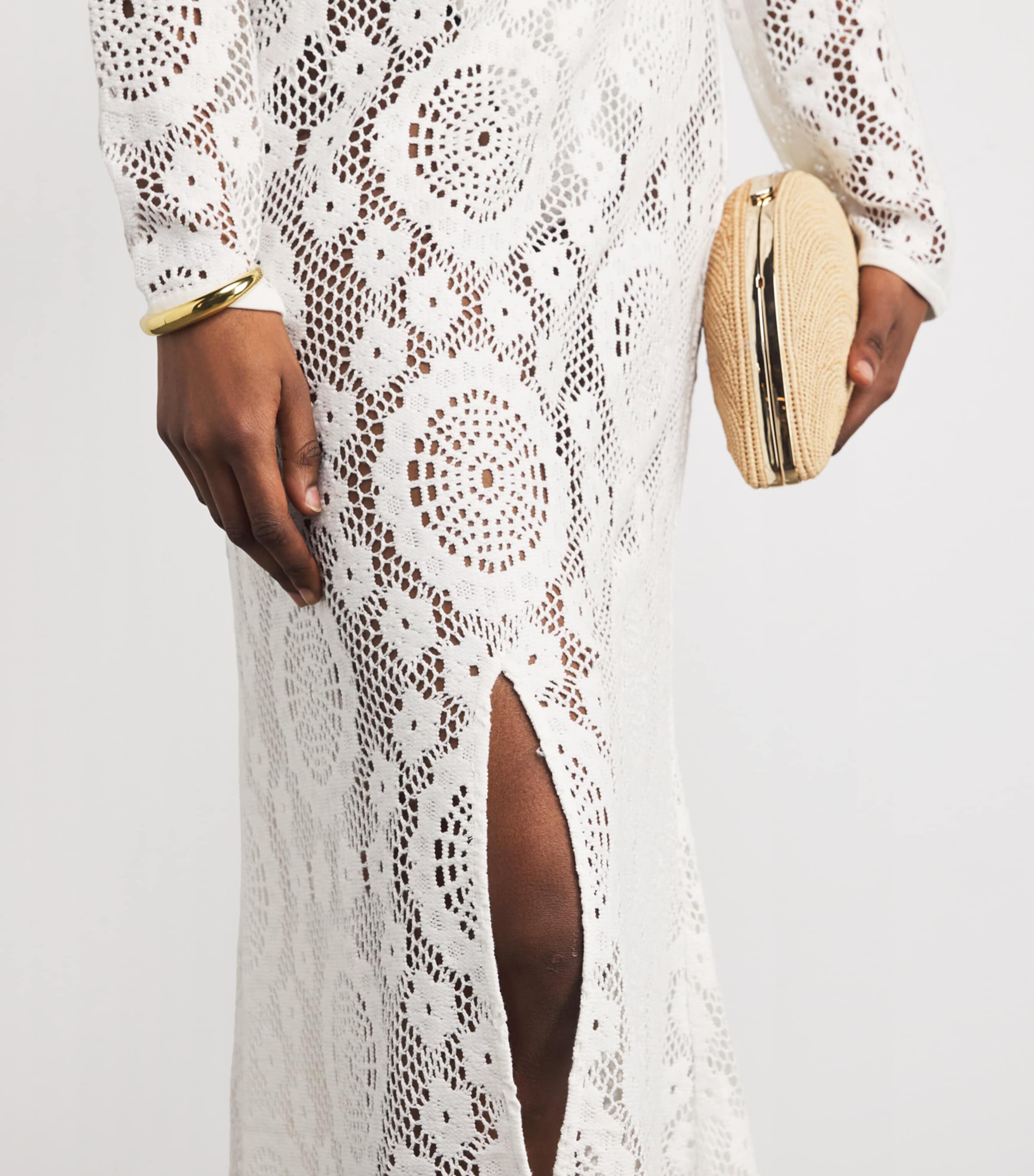 Crochet Hawthorne Midi Dress WHITE Image 5