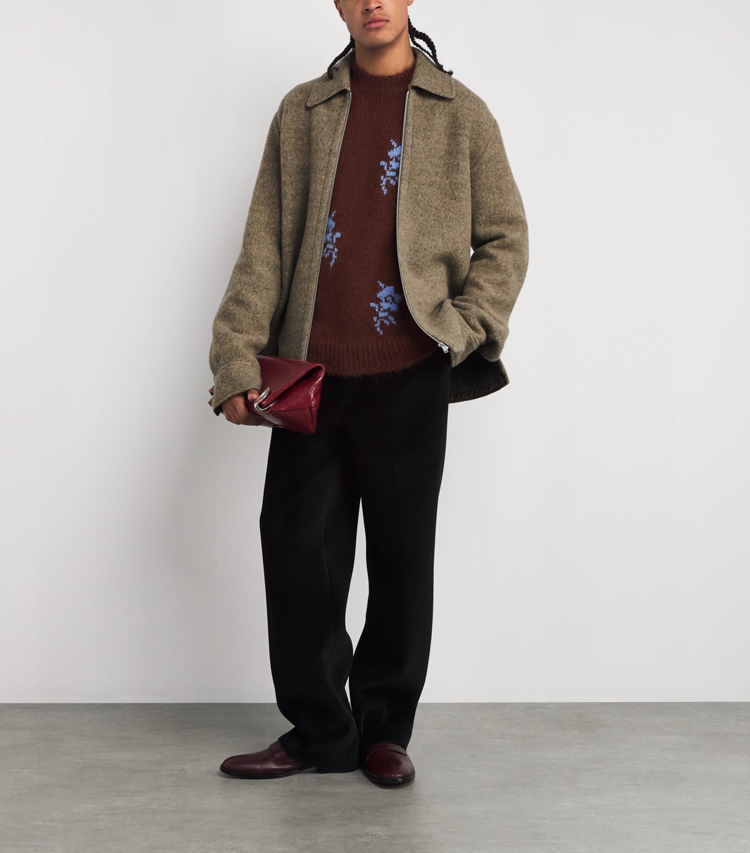 Wool-Blend Felted Melange Blouson Jacket FERN Image 2