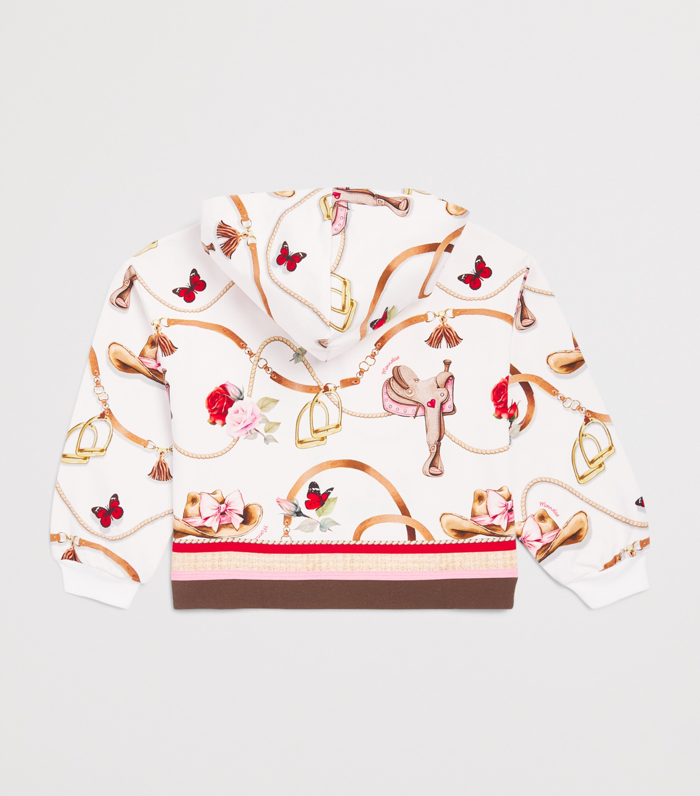 Monnalisa Stretch-Cotton Printed Hoodie (2-12 Years) Gardenia Image 2