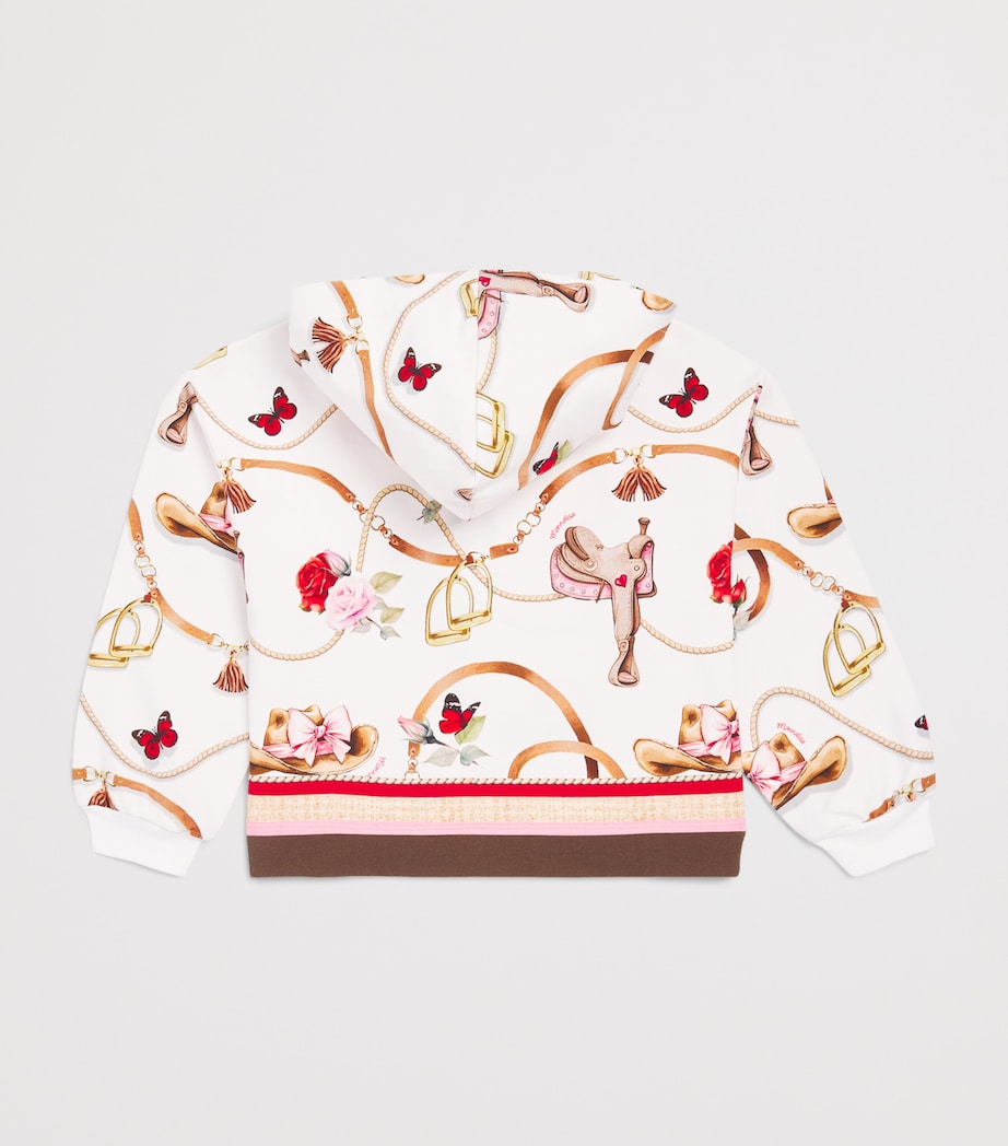 Monnalisa Stretch-Cotton Printed Hoodie (2-12 Years) Gardenia Image 2
