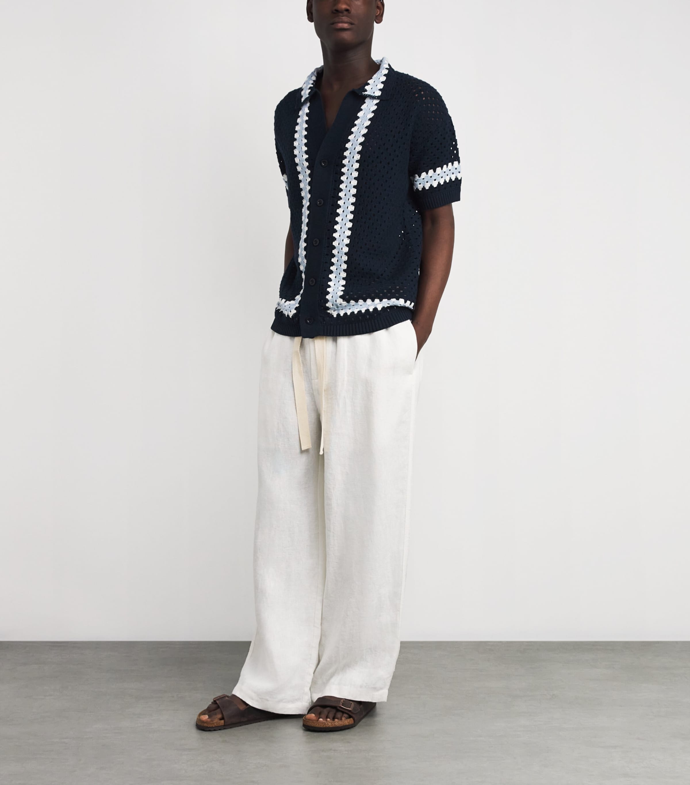 Cotton Crochet Marques Cardigan 683-NAVY Image 2