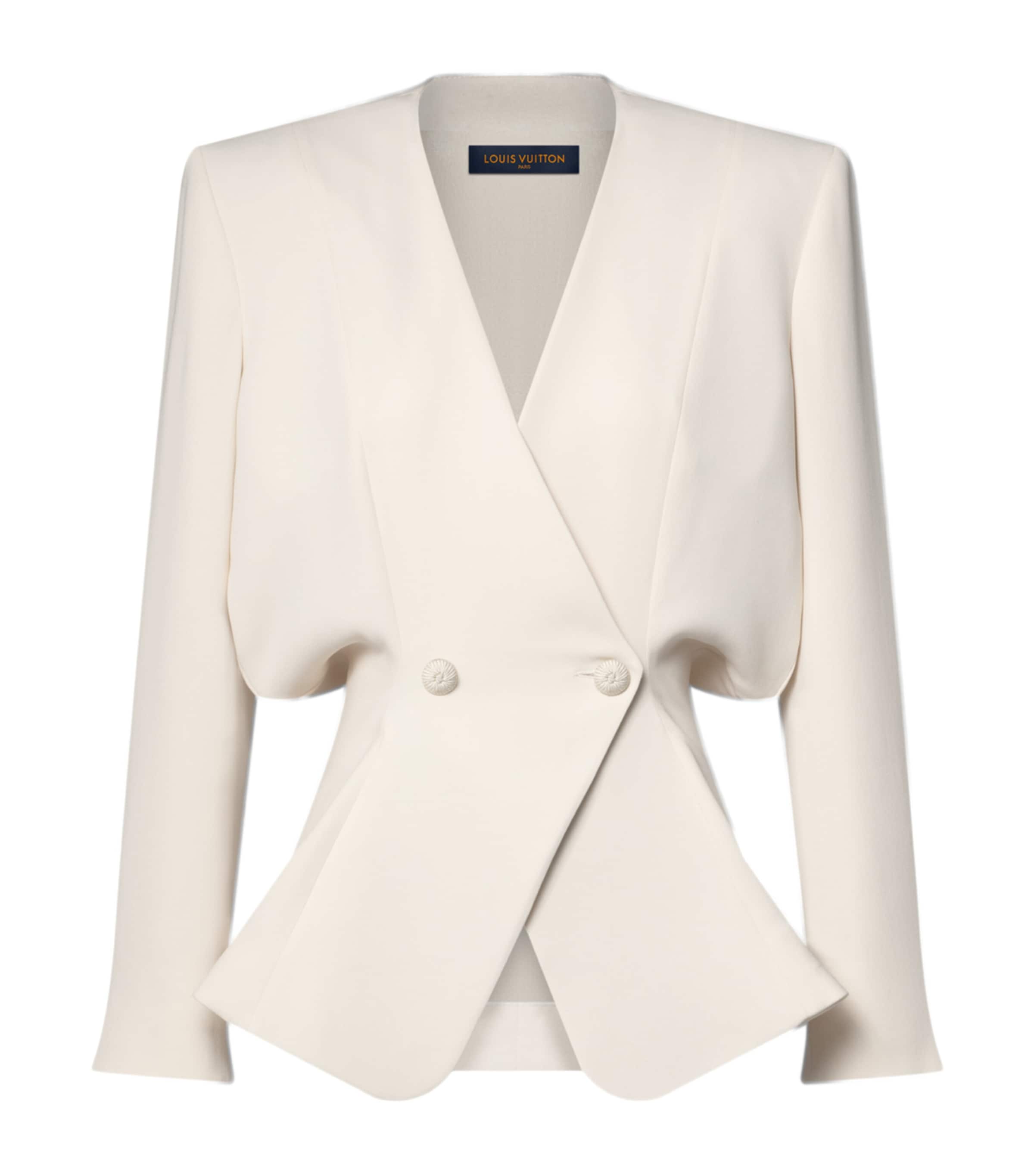 LOUIS VUITTON Womens Silk-Blend Tailored Robe Blazer Beige Image 1