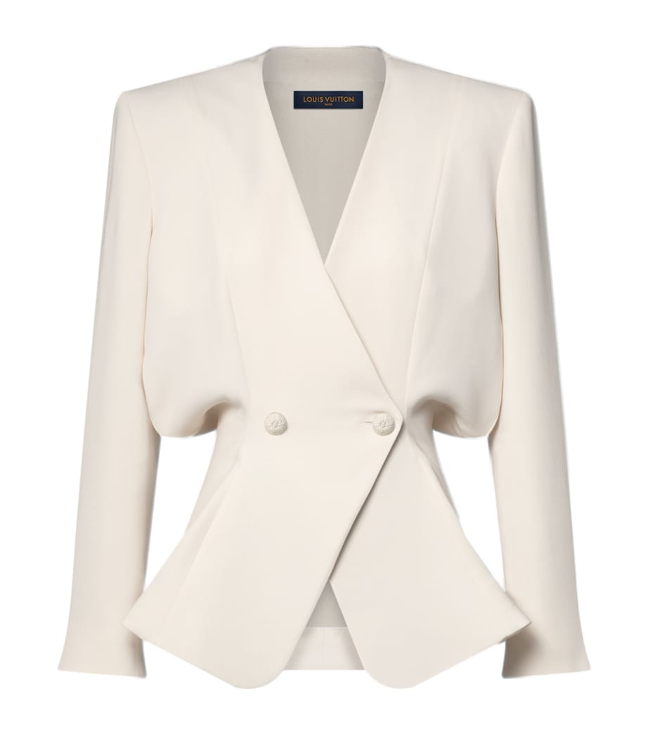 LOUIS VUITTON Womens Silk-Blend Tailored Robe Blazer Beige Image 1