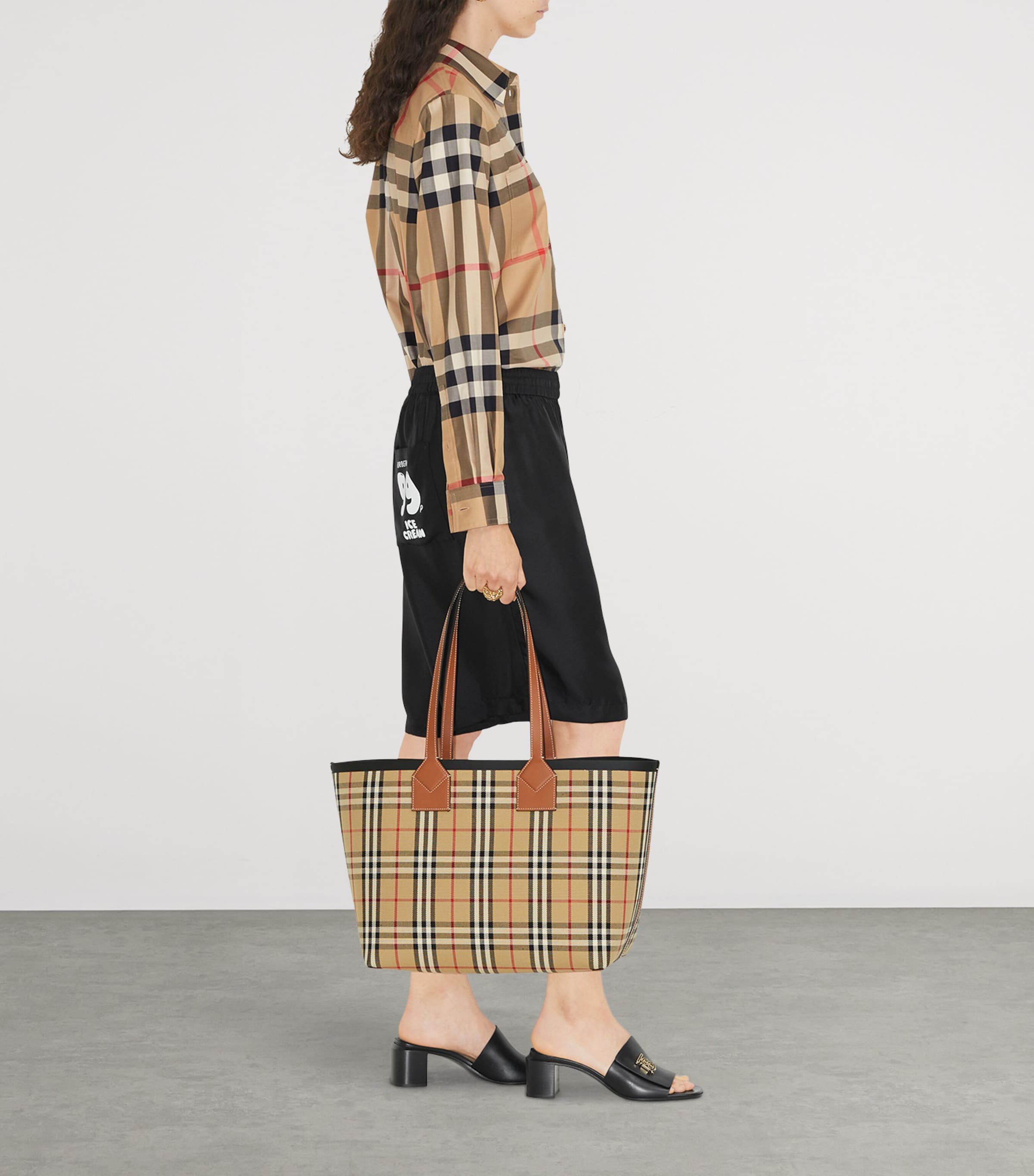 Stretch-Cotton Check Shirt ARCHIVE BEIGE IP CHK Image 3