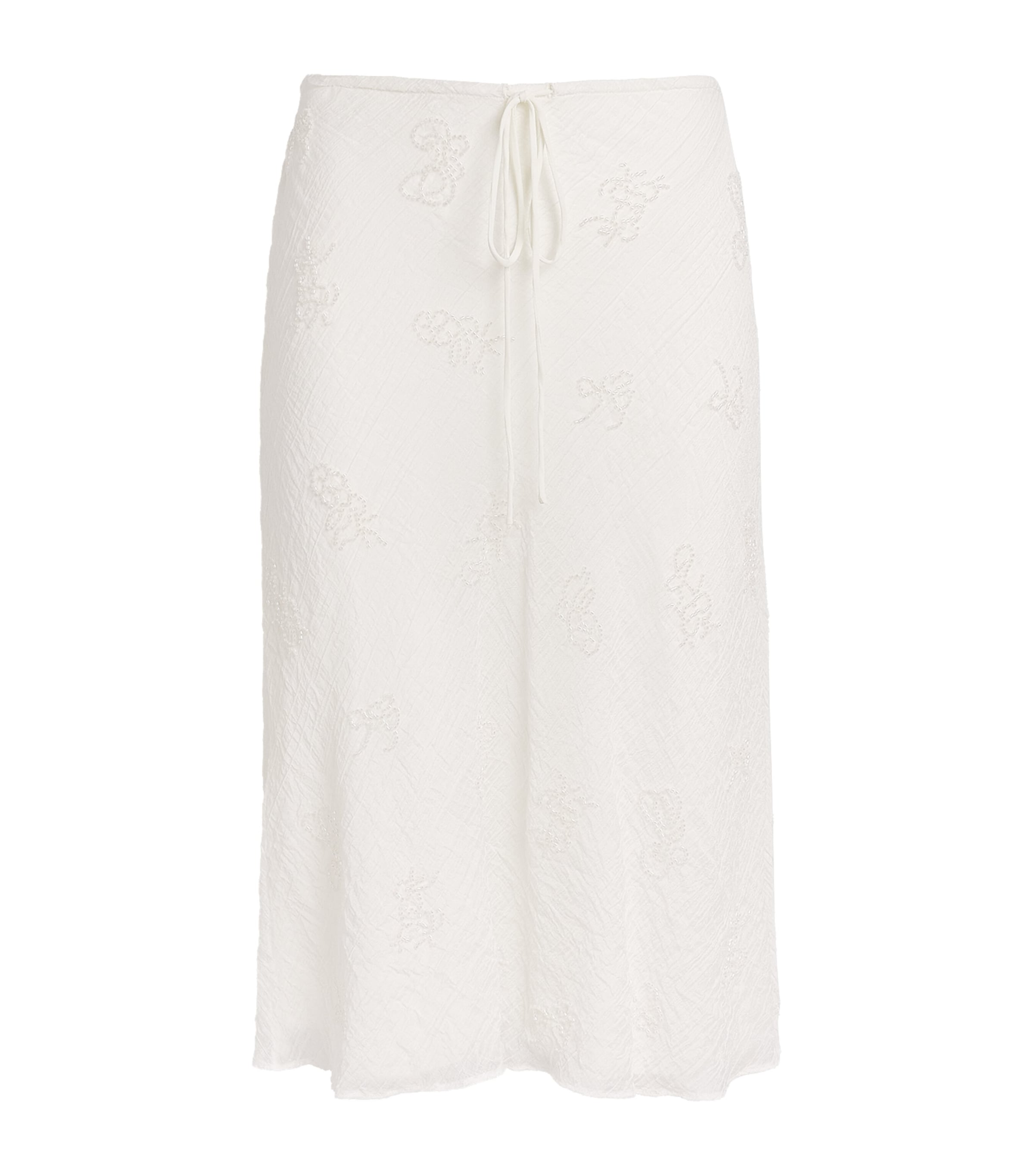 STAUD Womens Embellished Lucia Midi Skirt Wht White Image 1