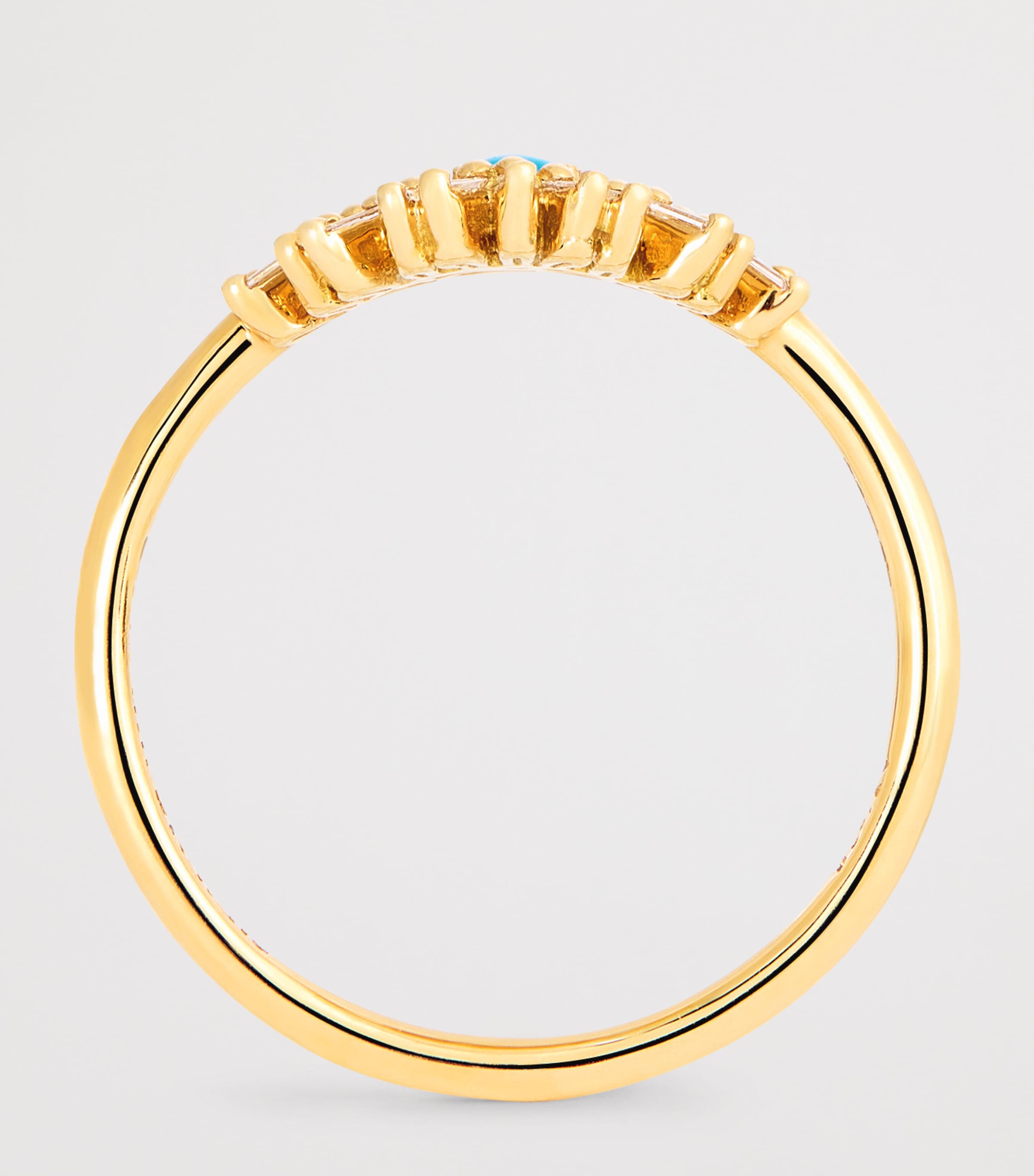 Yellow Gold, White Diamond and Turquoise Evil Eye Ring (Size 6) 18K YG/TURQ Image 3